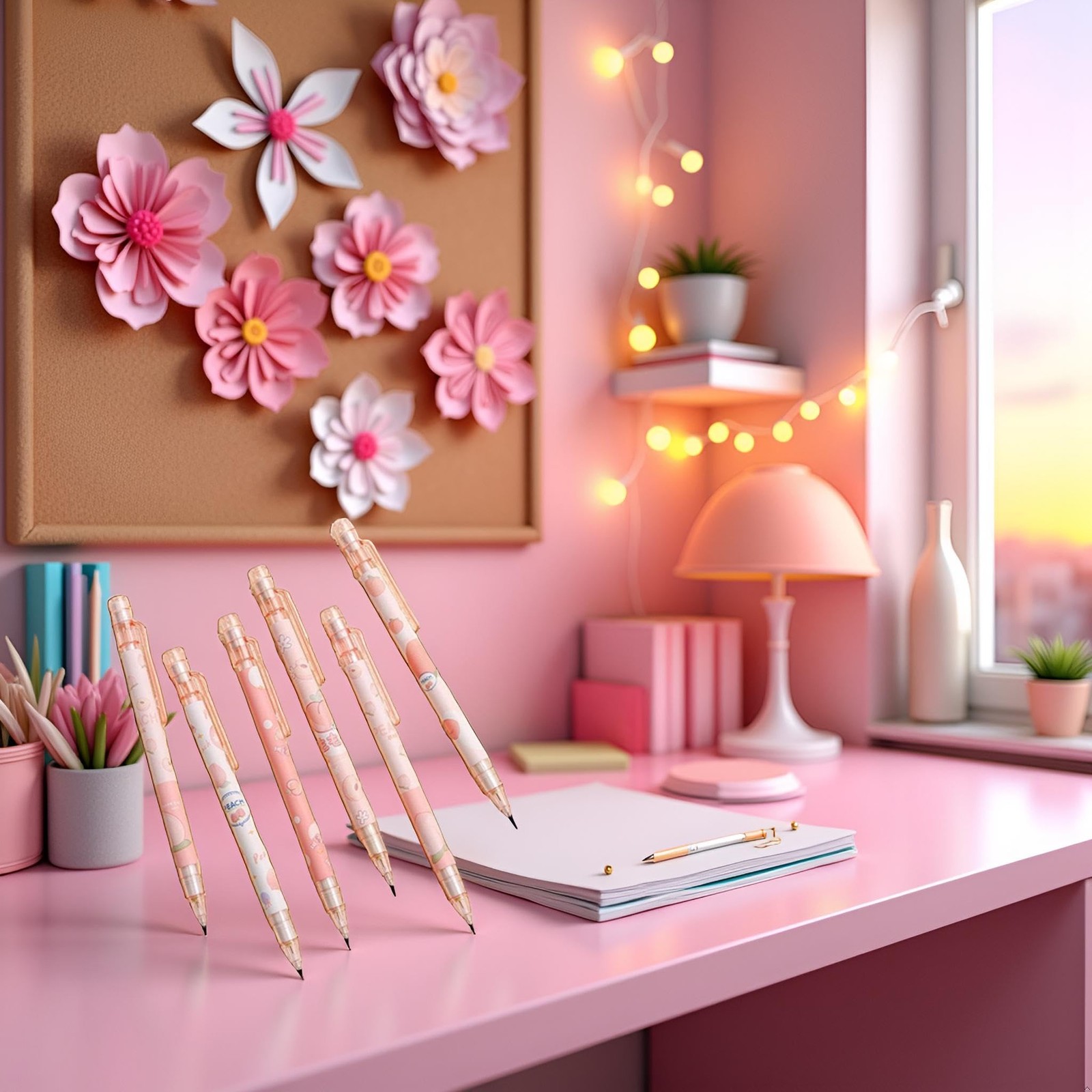 1 Pc Pink Mechanical Pencil 0.5mm Pencil Refill Automatic Pencils Cute Peach …