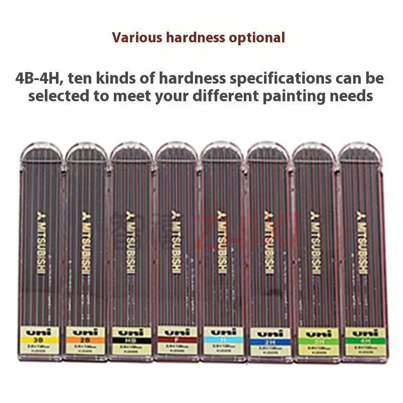Japan UNI 2.0mm thick lead core, black 6-piece set, hard box,3B