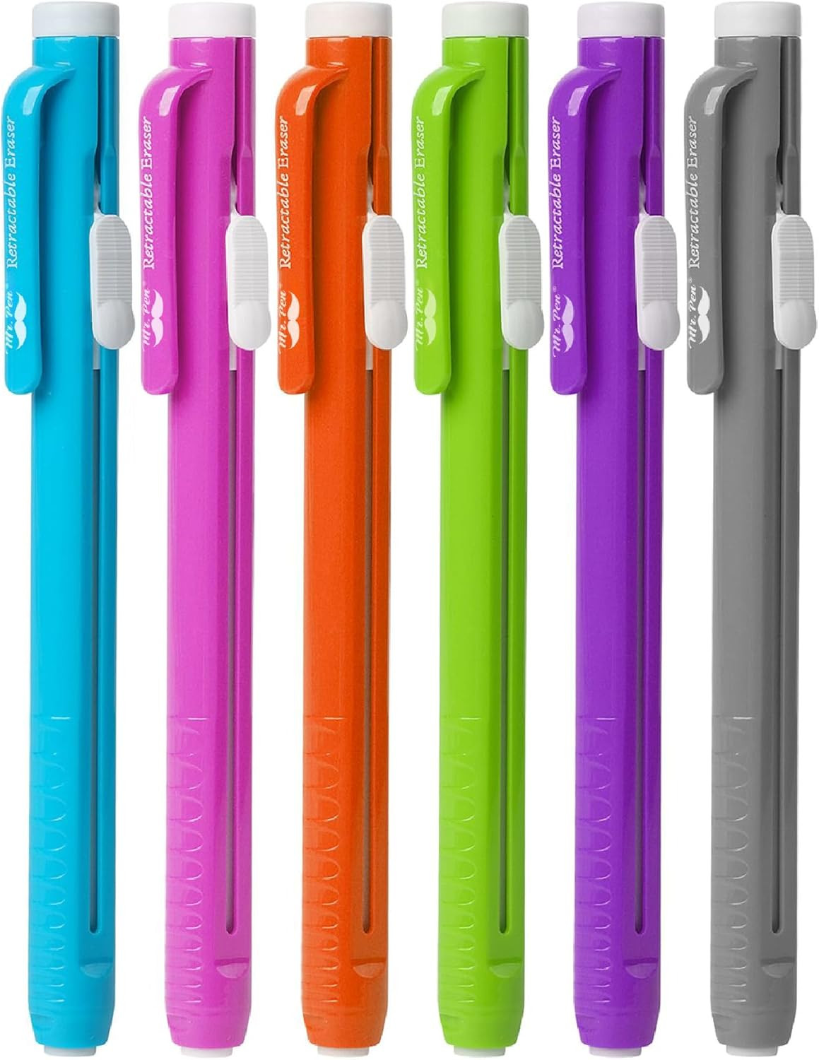 – Retractable Mechanical Eraser Pens, 6 Pack, Vibrant Colors, Latex-Free Precisi
