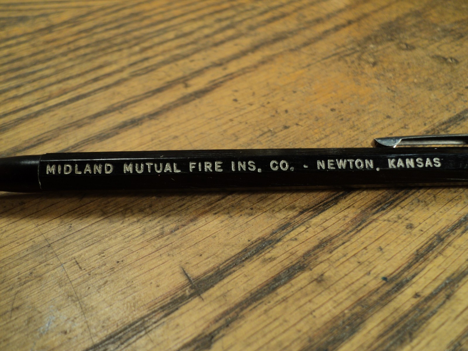 Vintage Wood Shaft Mechanical Pencil Midland Mutual Fire Ins Co Newton Kansas