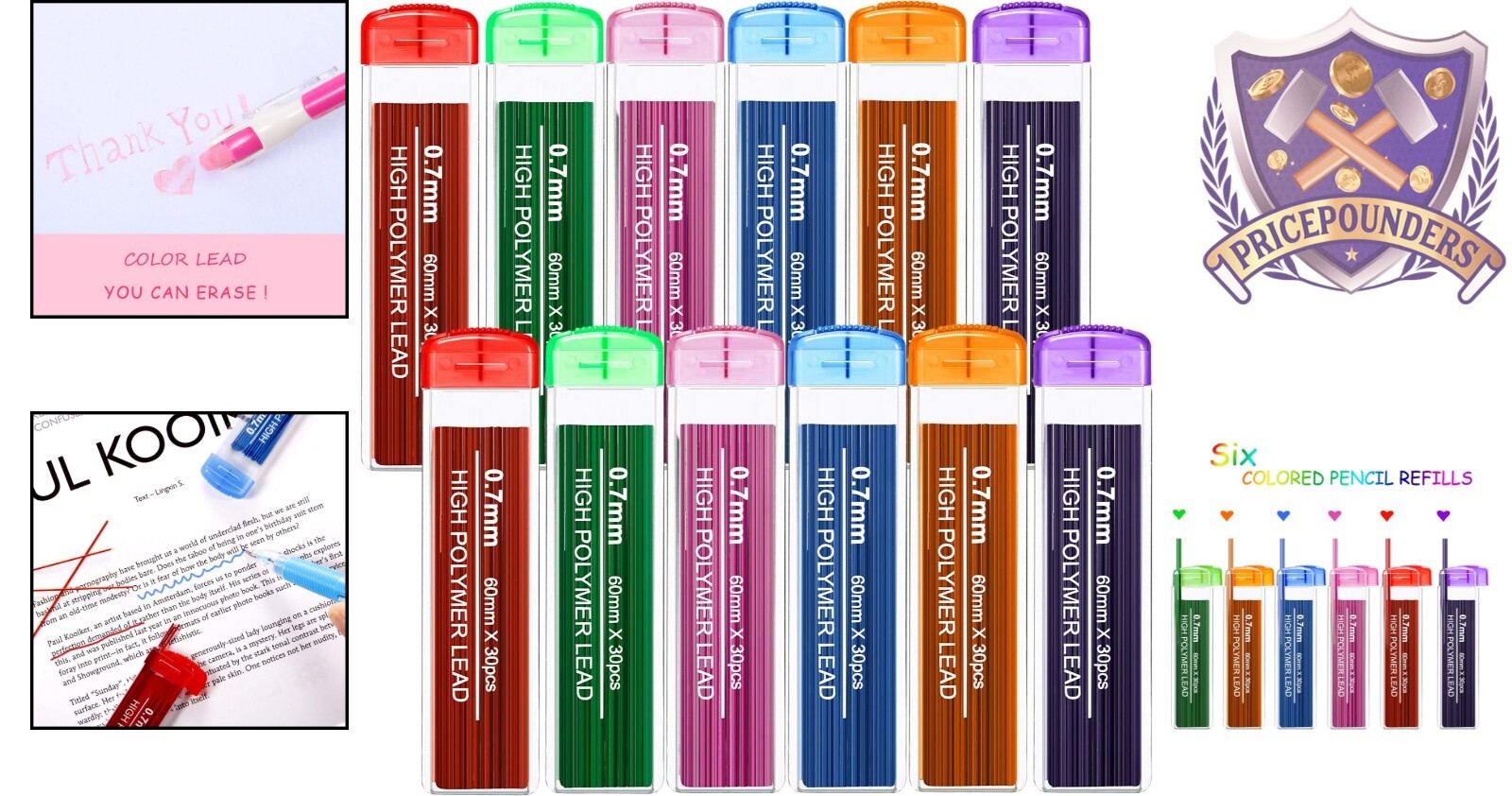 Smooth Writing 0.7mm Color Pencil Lead Refills – 360 Count for Art & Office