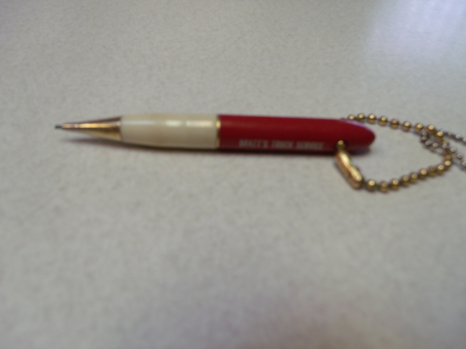VINTAGE SMALL RED WHITE TRUCK SERVICE PHONE 5140 MECHANICAL PENCIL