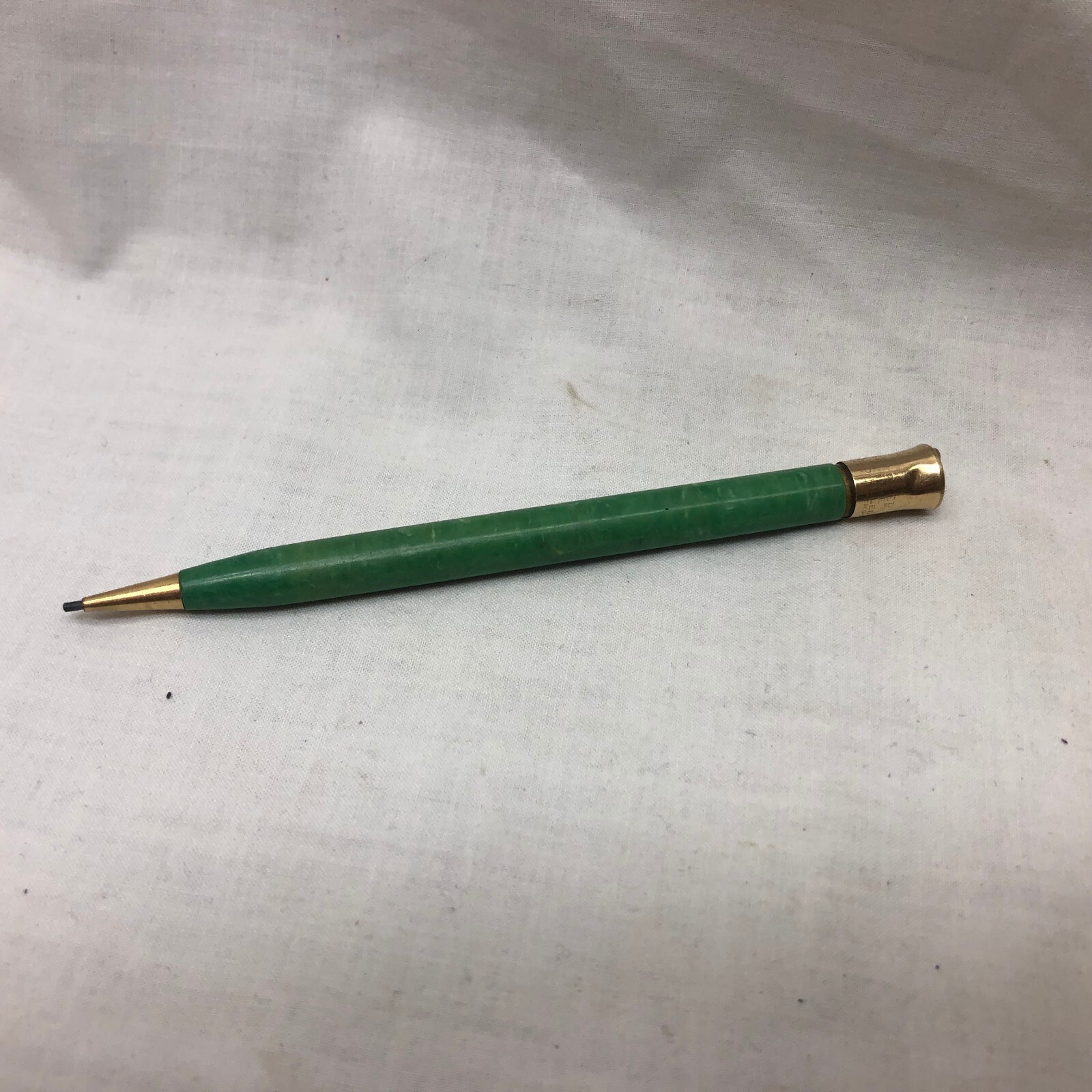 Vintage Sheaffer’s Mechanical Pencil Ring Top Vest Gold Filled Green Swirl