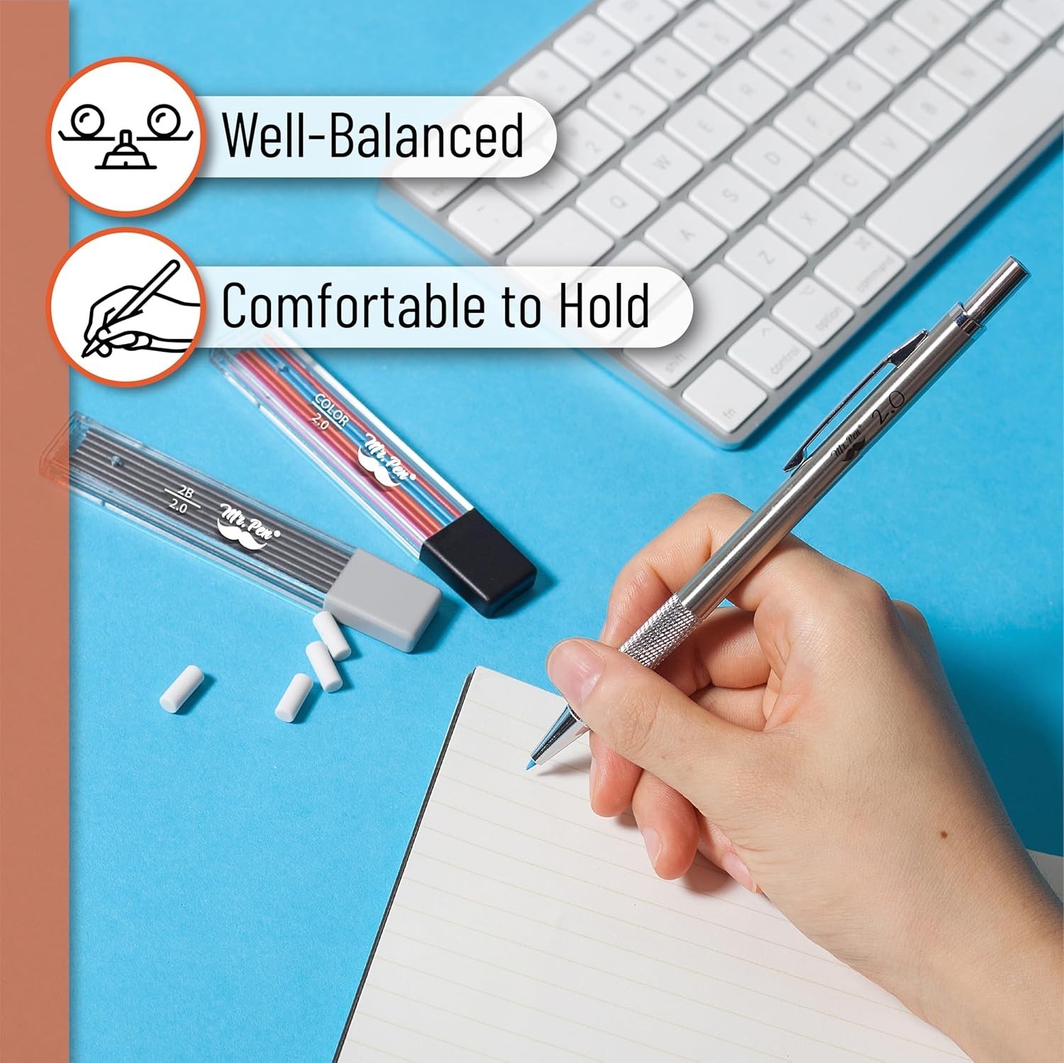 Mr. Pen- Metal Mechanical Pencil Set with Lead Refills & Erasers