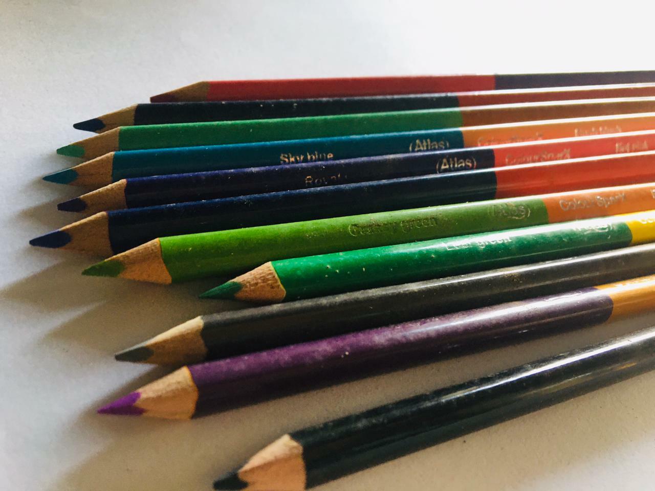 24 Multicolor 12 pencils drawing art kid’s adults 2 in 1 wood pencil Stationary