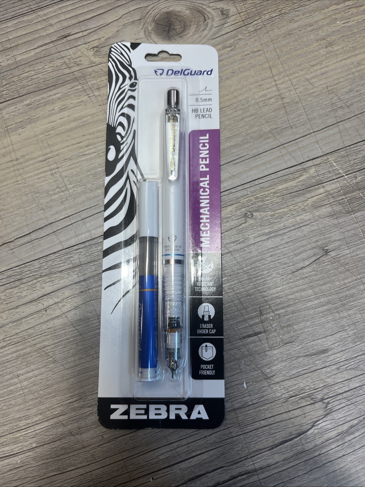 Zebra DelGuard Mechanical Pencil W Bonus Lead Refill 0.5 mm Fine Point – White