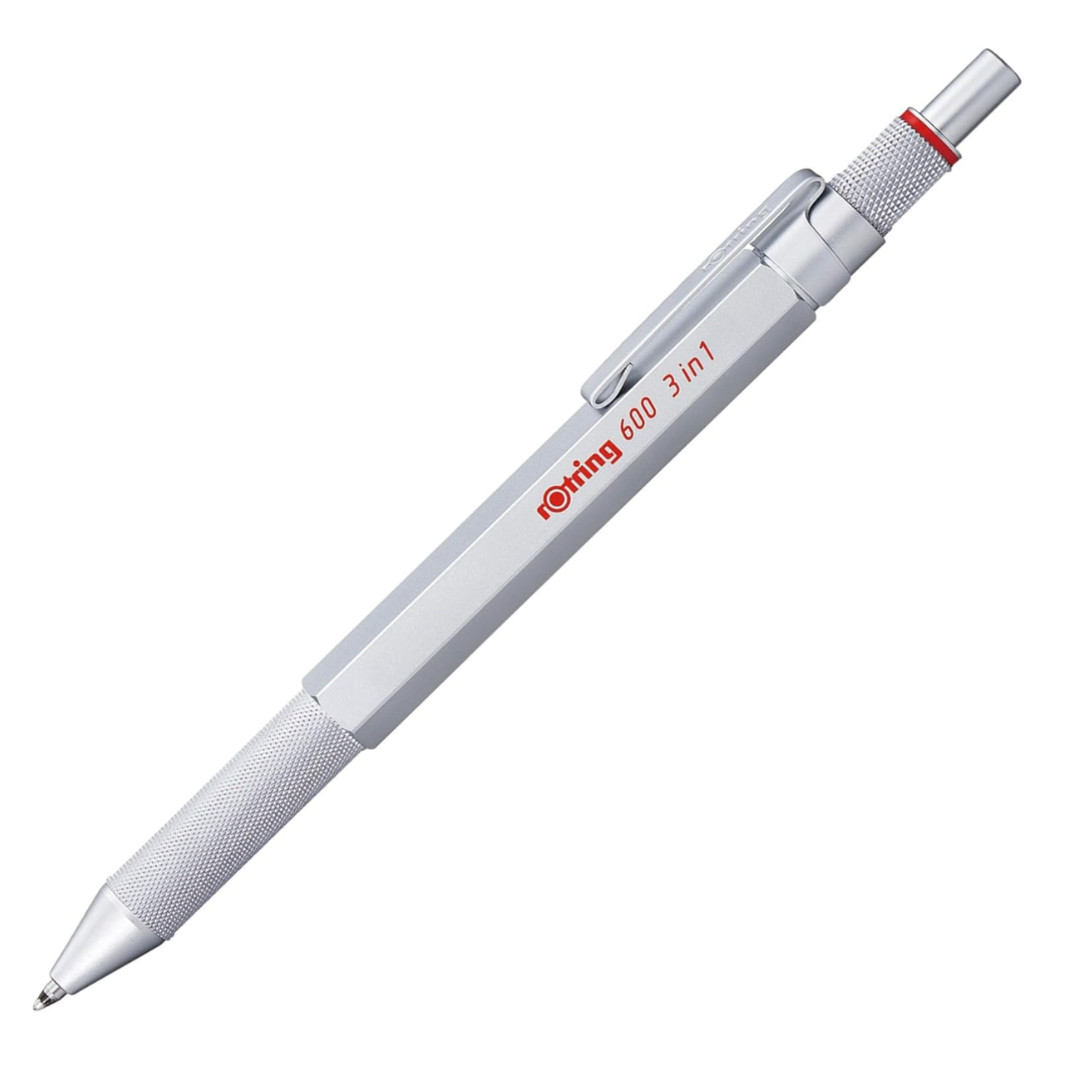 Rotring 600 3in1 Silver Multi-pen Ballpoint 0.5mm Pencil Metal Body 2164109