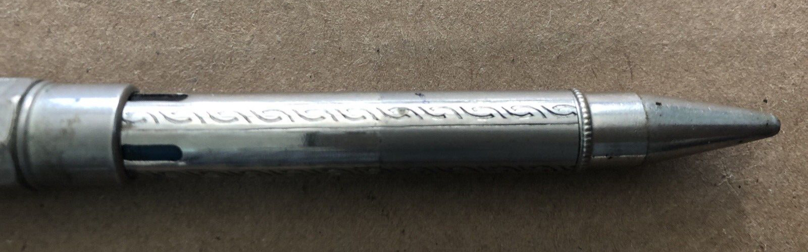 Vintage GERMANY Mechanical Pencil Silver Tone Fancy Art Deco 4 FOUR COLOR