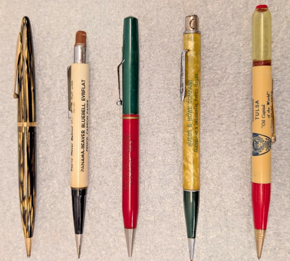 Vintage mixed LOT of 5 Advertising Mechanical Pencils 1930’s – 1940’s Celluloid