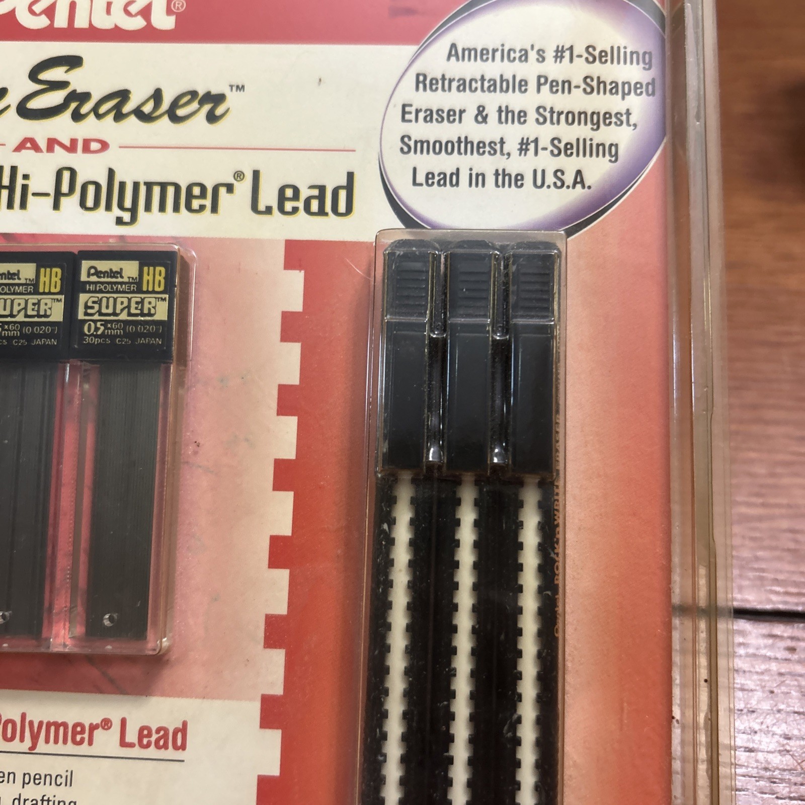 Vintage PENTEL Clic Eraser & Super Hi-Polymer Lead .5 mm