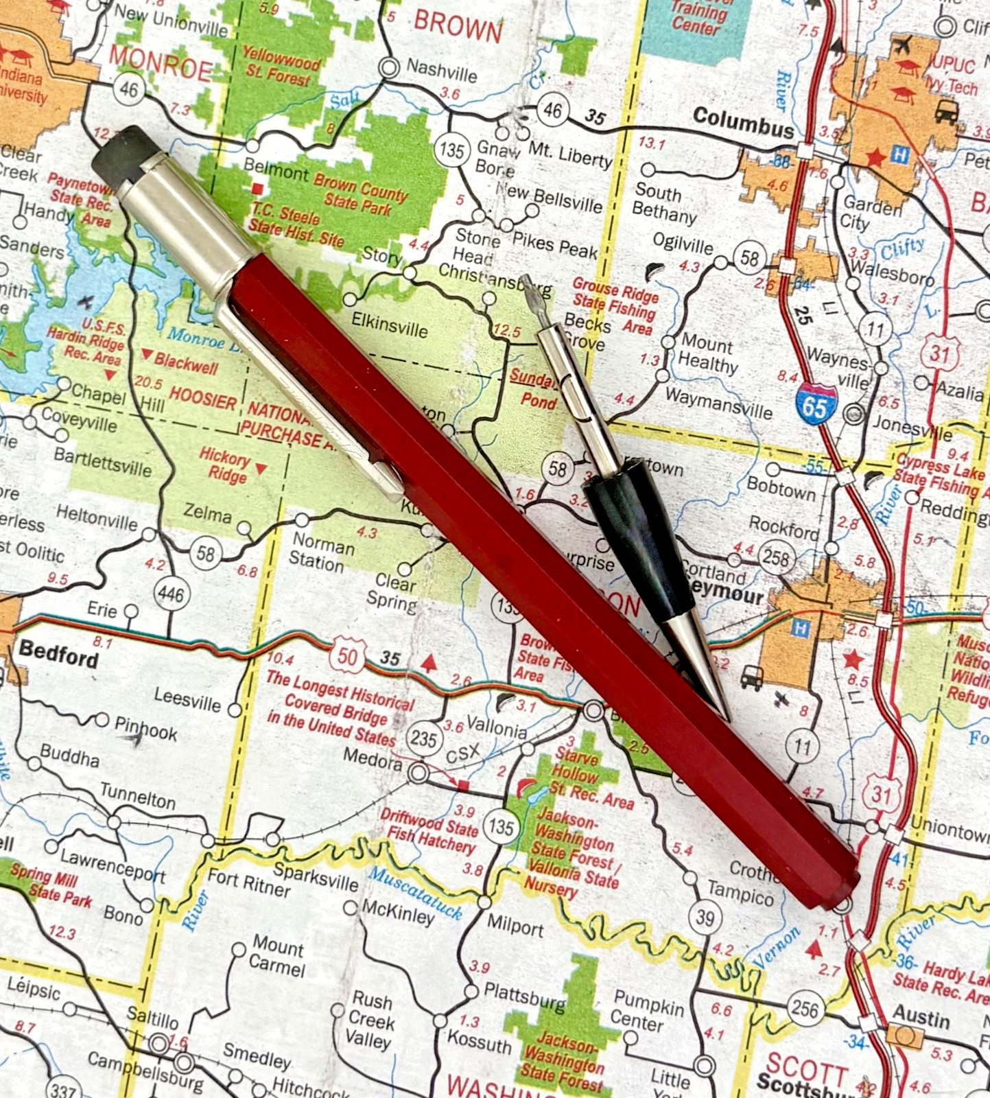 Vintage Autopoint Utility Real Thin Leads (0.9 mm) Mechanical Pencil – Red