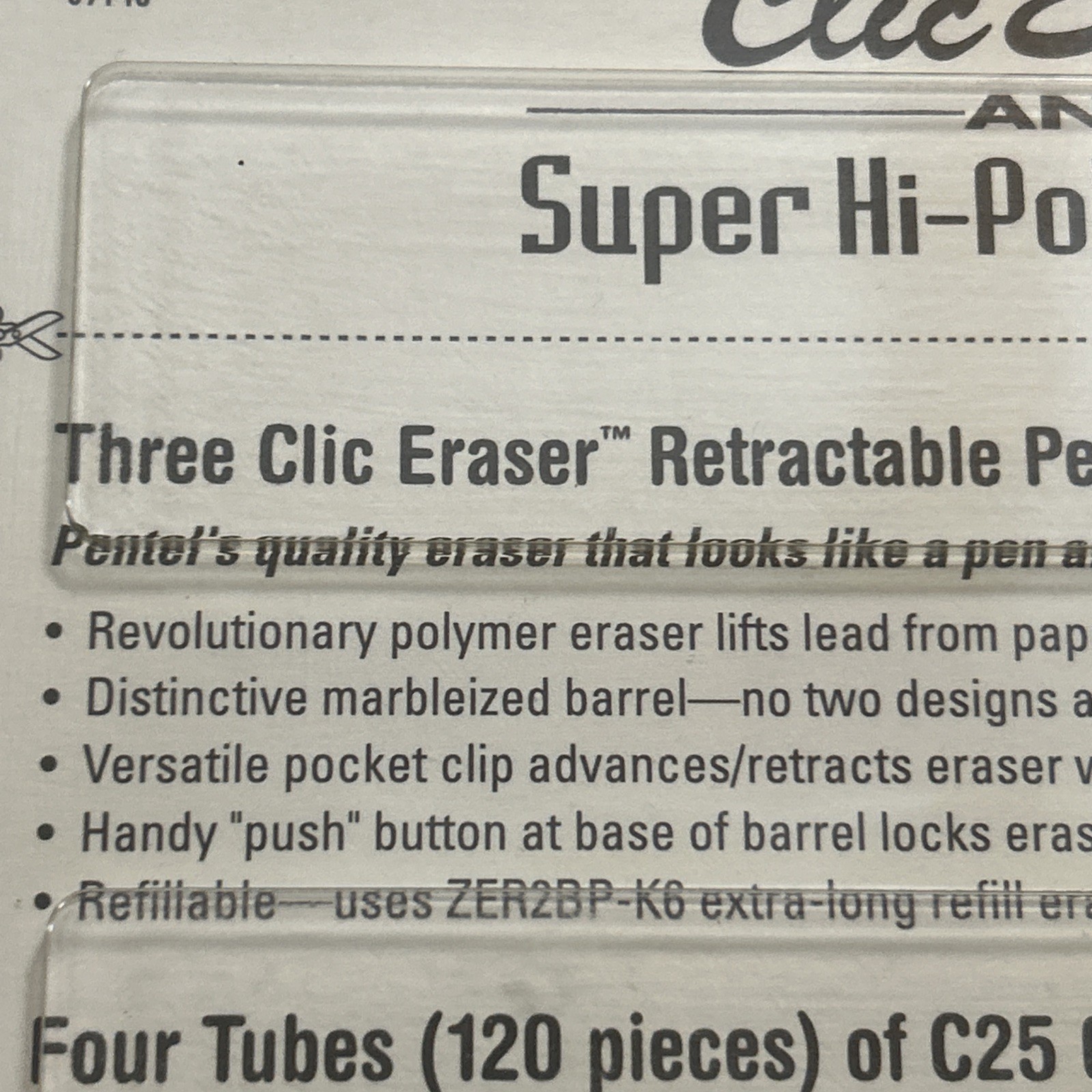 Vintage PENTEL Clic Eraser & Super Hi-Polymer Lead .5 mm