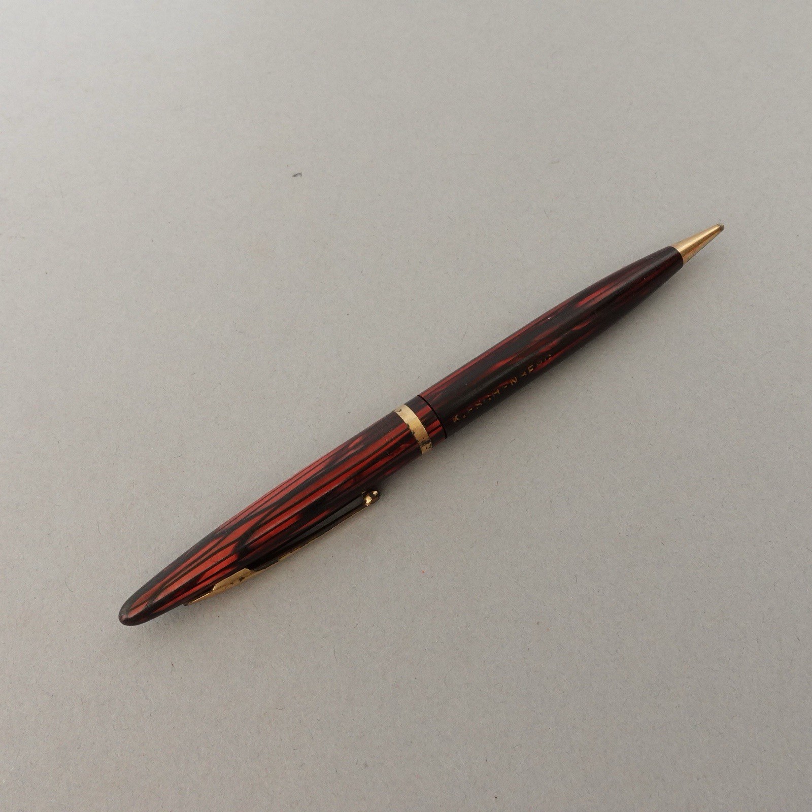 Vtg Sheaffer Balance 400 Mechanical Twist Pencil Carmine Red Striated 1930s