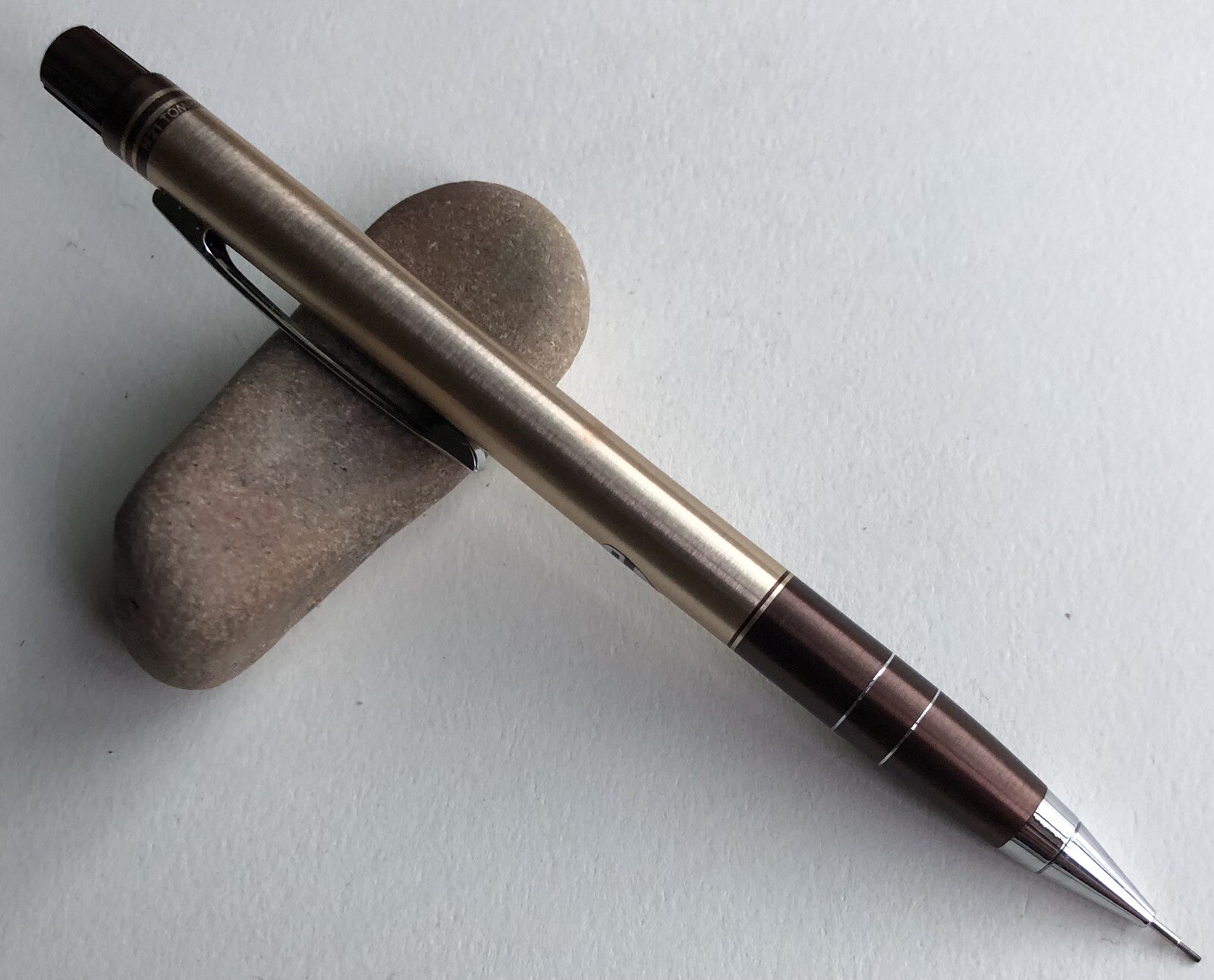 Vintage TOMBOW 500 Mechanical Pencil .5mm Lead Sticker Tan Metal NOS Japan