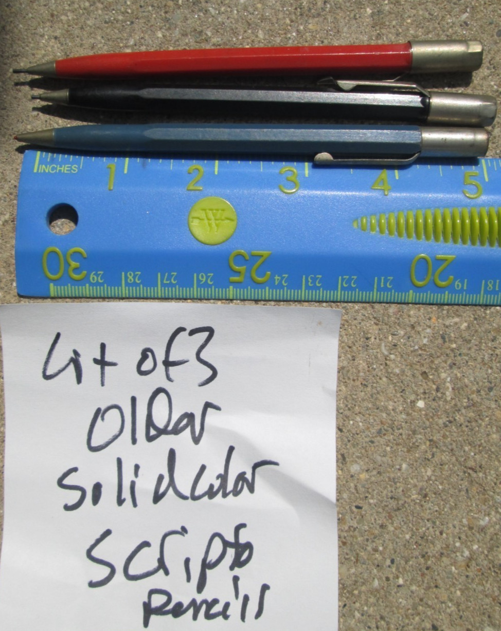 Lot of 3 Vintage Scripto Solid Color Mechanical Pencils for Parts or Repair