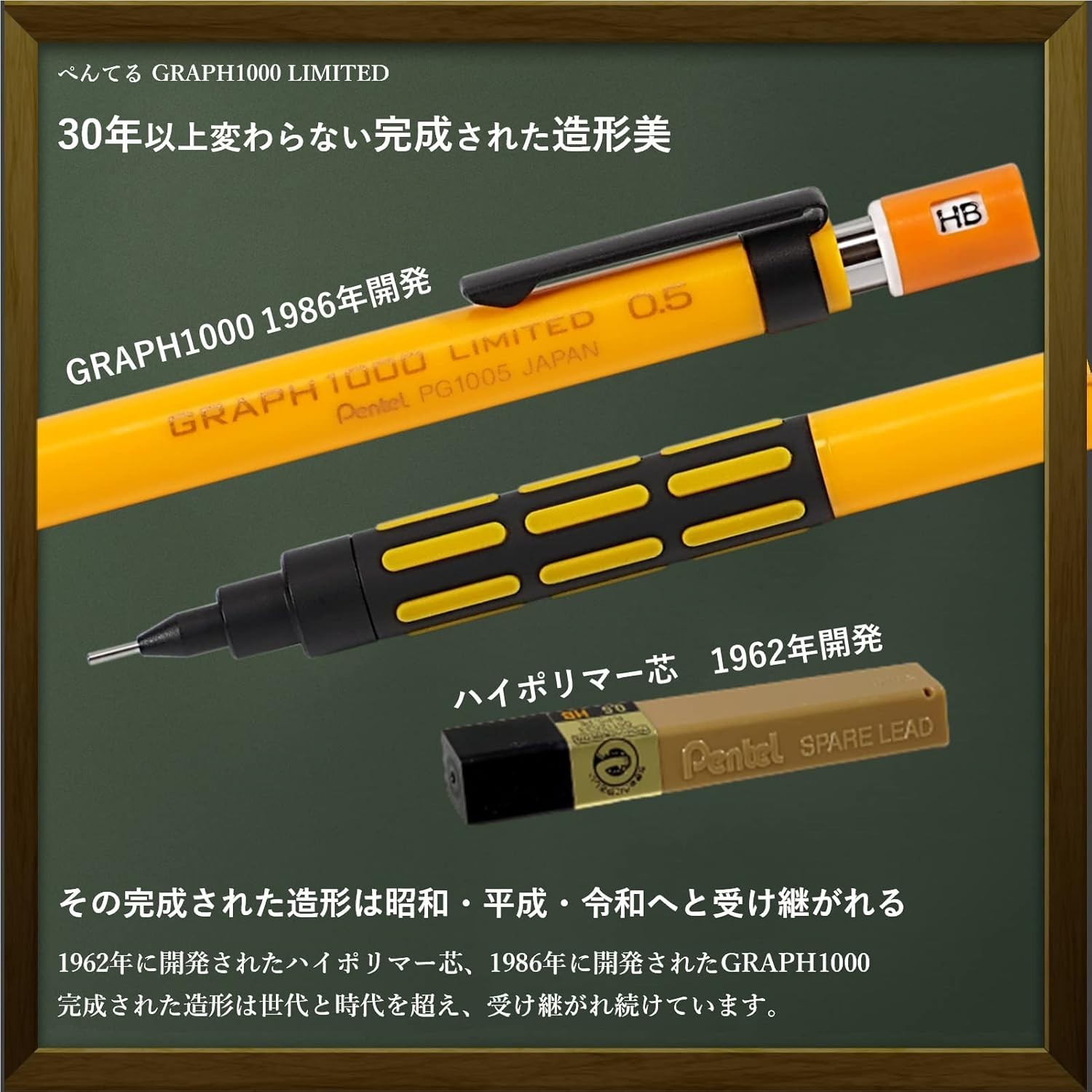 Pentel GRAPH1000 Limited 0.5mm Retro Bright Yellow Mechanical Pencil Set Japan
