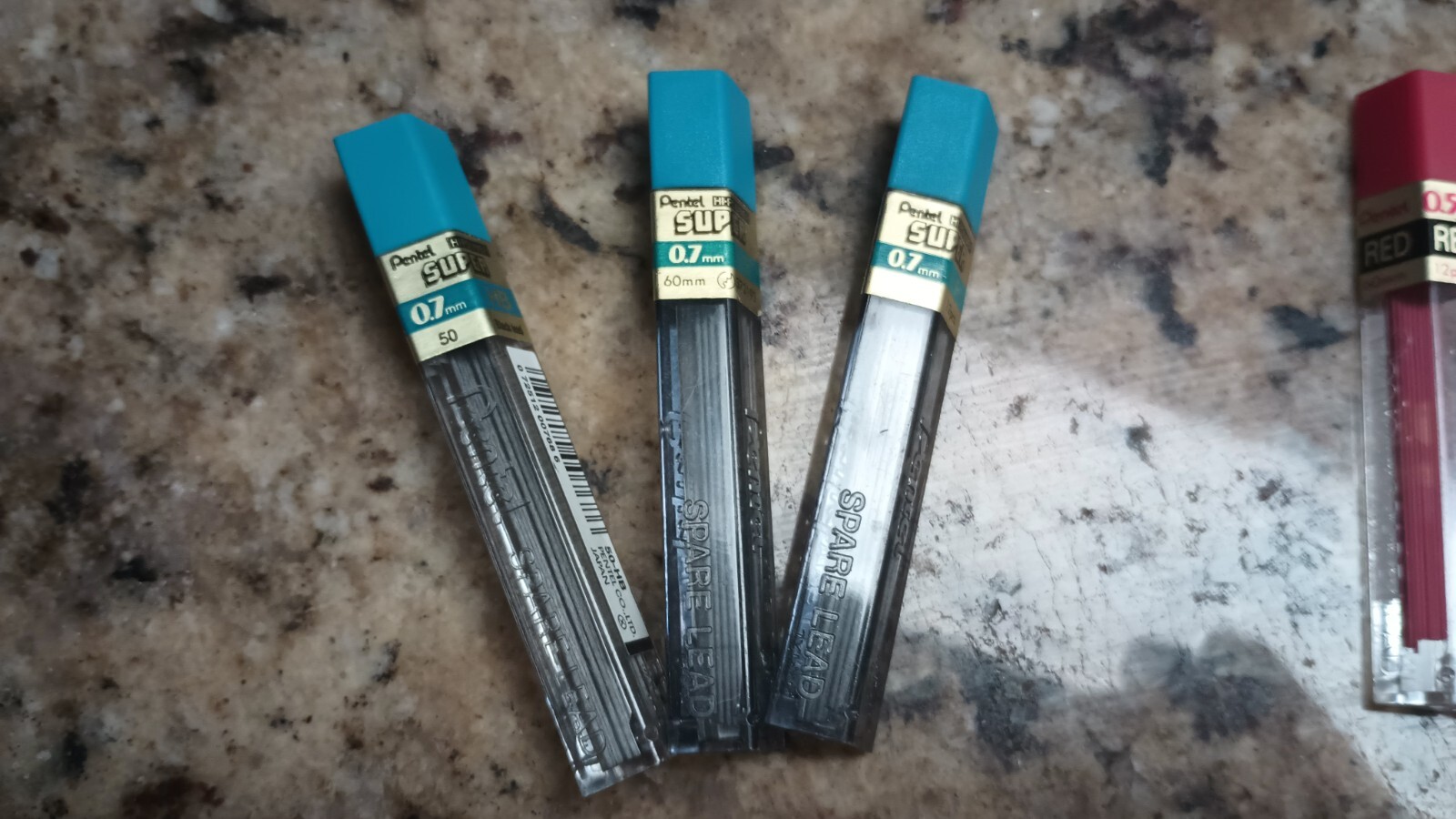 Lot 5 Vintage Spare Lead Pentel Regular0.7mm & Red 0.5mm Refill Mechanical Penci