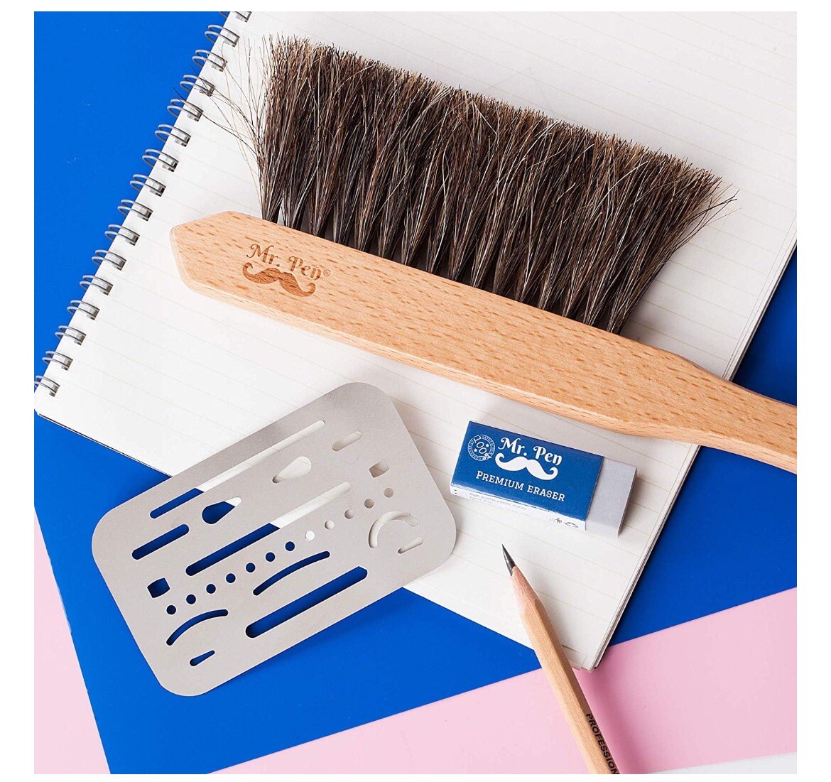 Mr. Pen Dusting Brush Drafting Brush Eraser Shield and Eraser