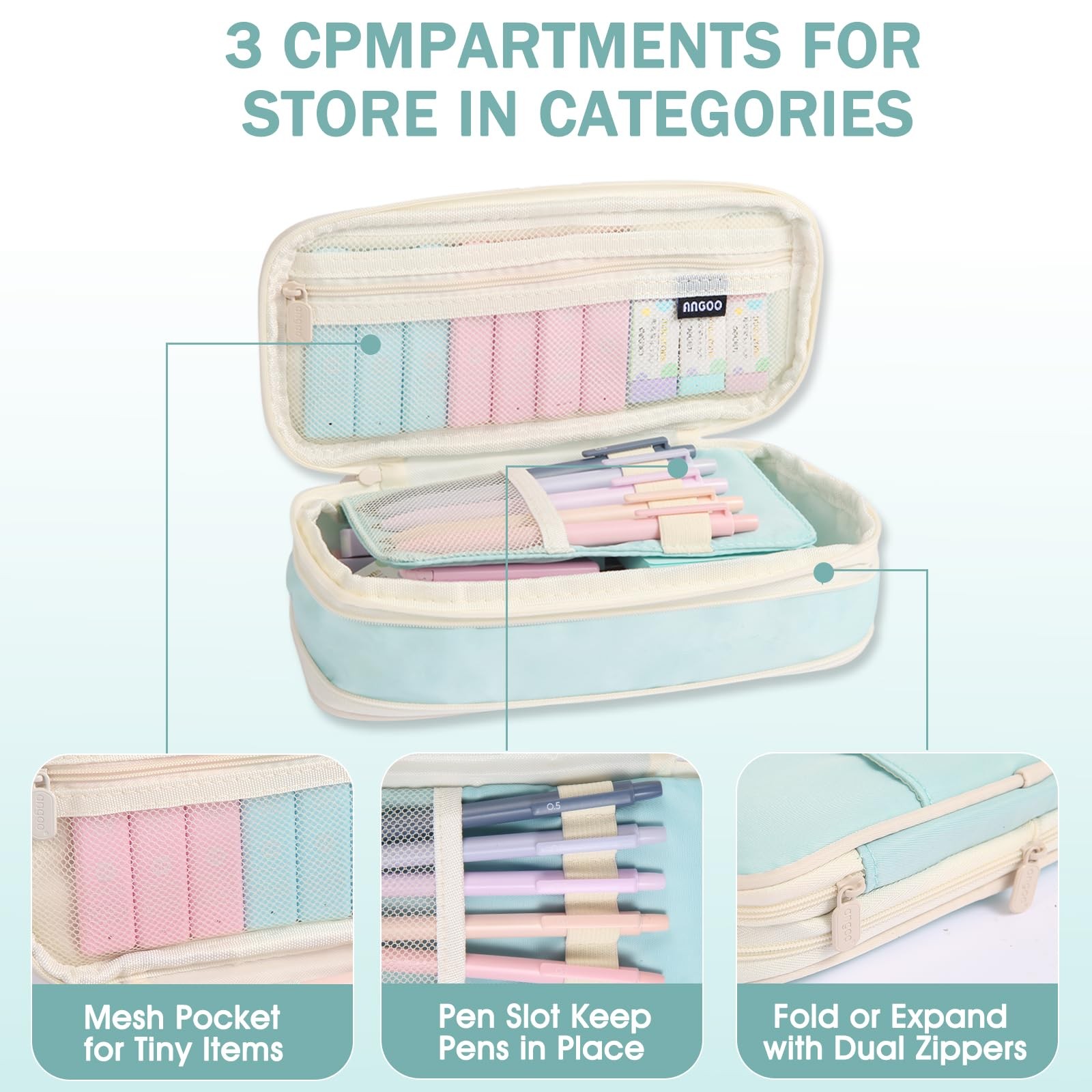 Aesthetic School Supplies with Cute Pencil Case, 1 Count (Pack of 30), Blue