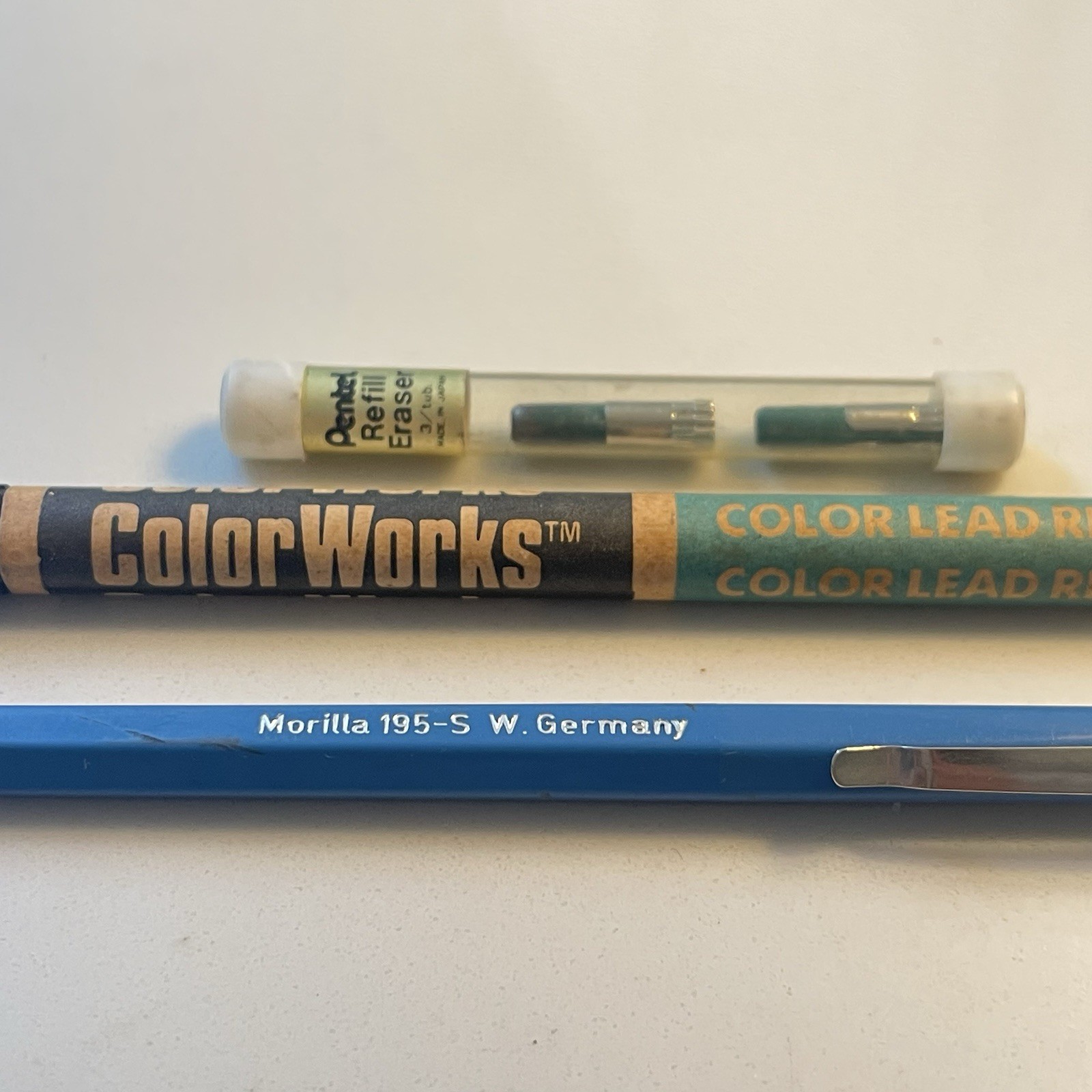 Vintage Drawing Lot Morilla Mechanical Pencil 195-S, Blue Red Green Leads