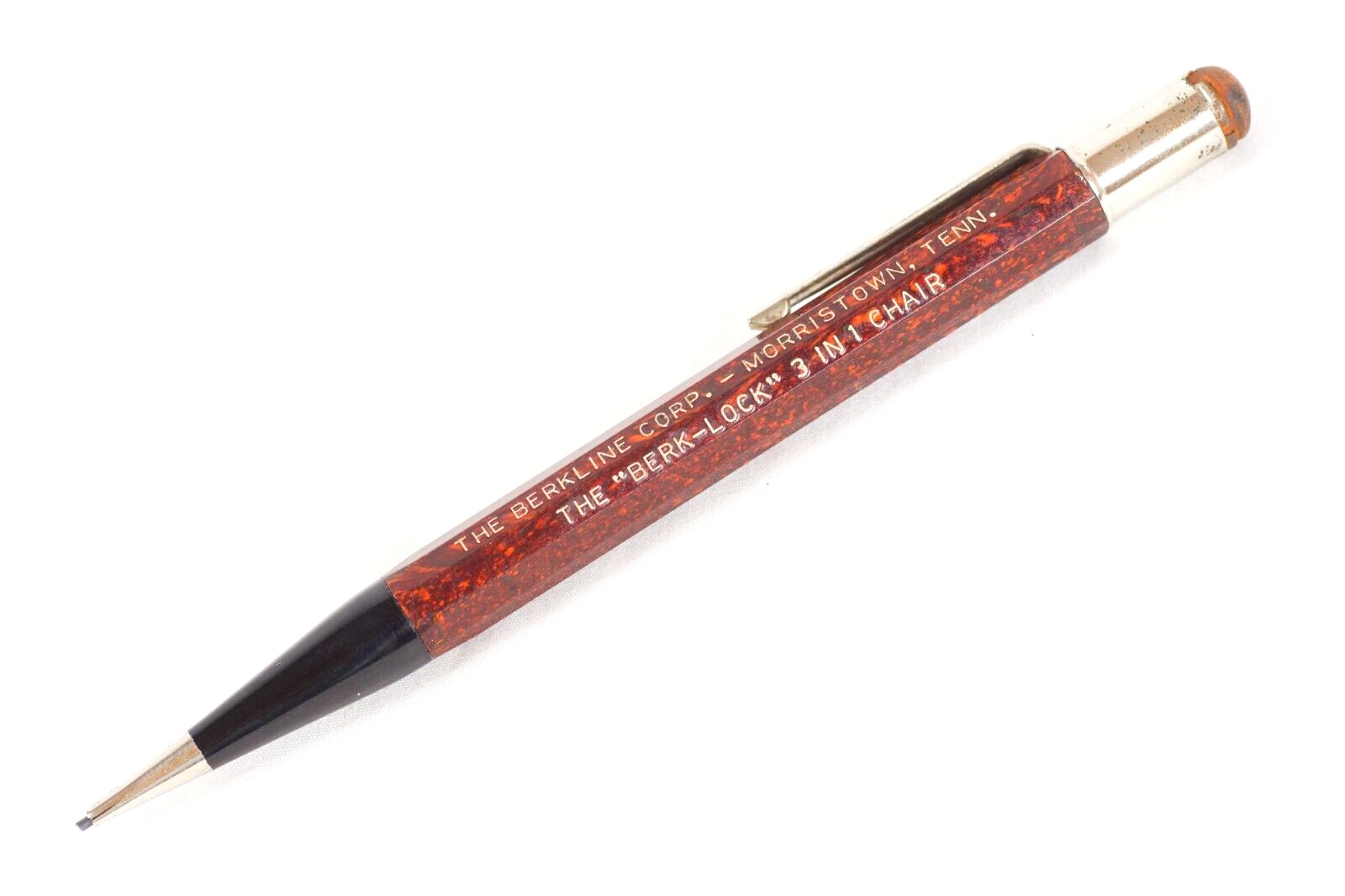 BERK LOCK 3 In 1 Chair Bakelite Autopoint 1950s Advertising Mechanical Pencil