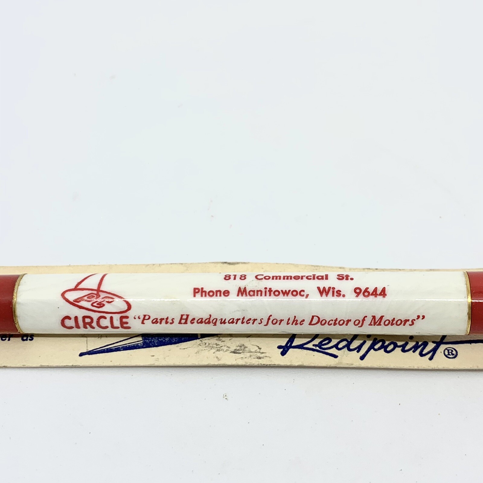 Vintage Redipoint Mechanical Pencil Advertising Automotive Bakelite White & Red