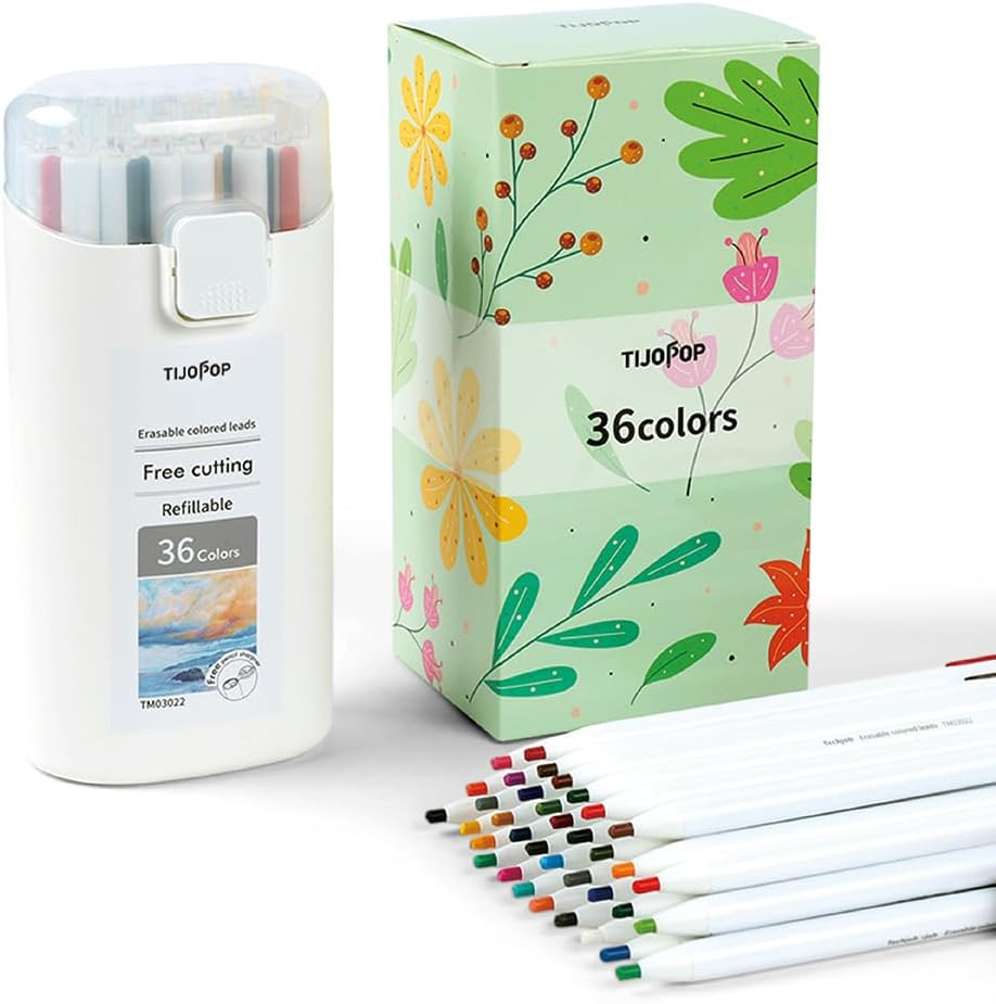 Mechanical Colored Pencils,3.0mm 36-Color Erasable Mechanical Pencil Set with Sh