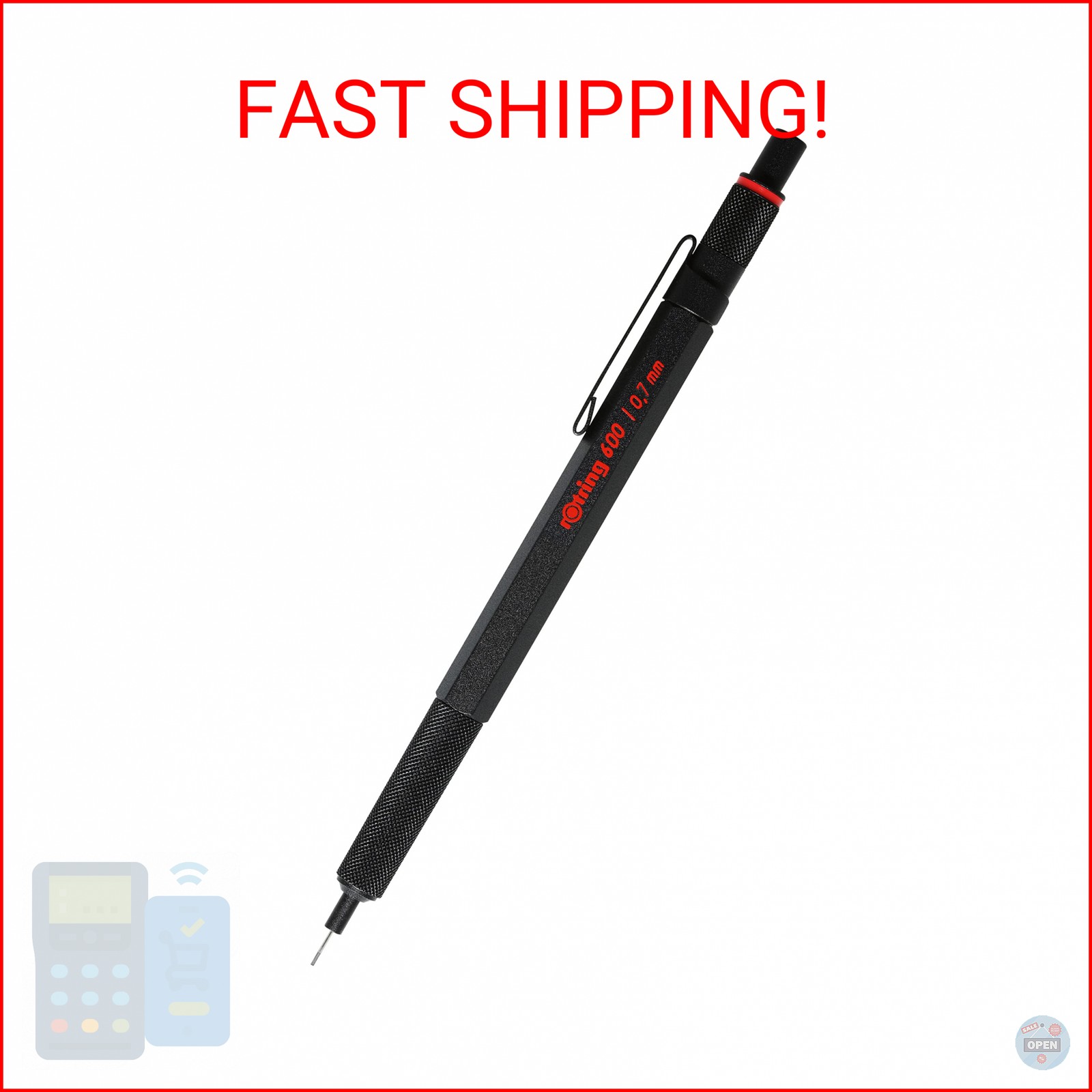 Rotring 600 Full-Metal Body Mechanical Pencil, 0.7mm, Black – For Precise Ruler-