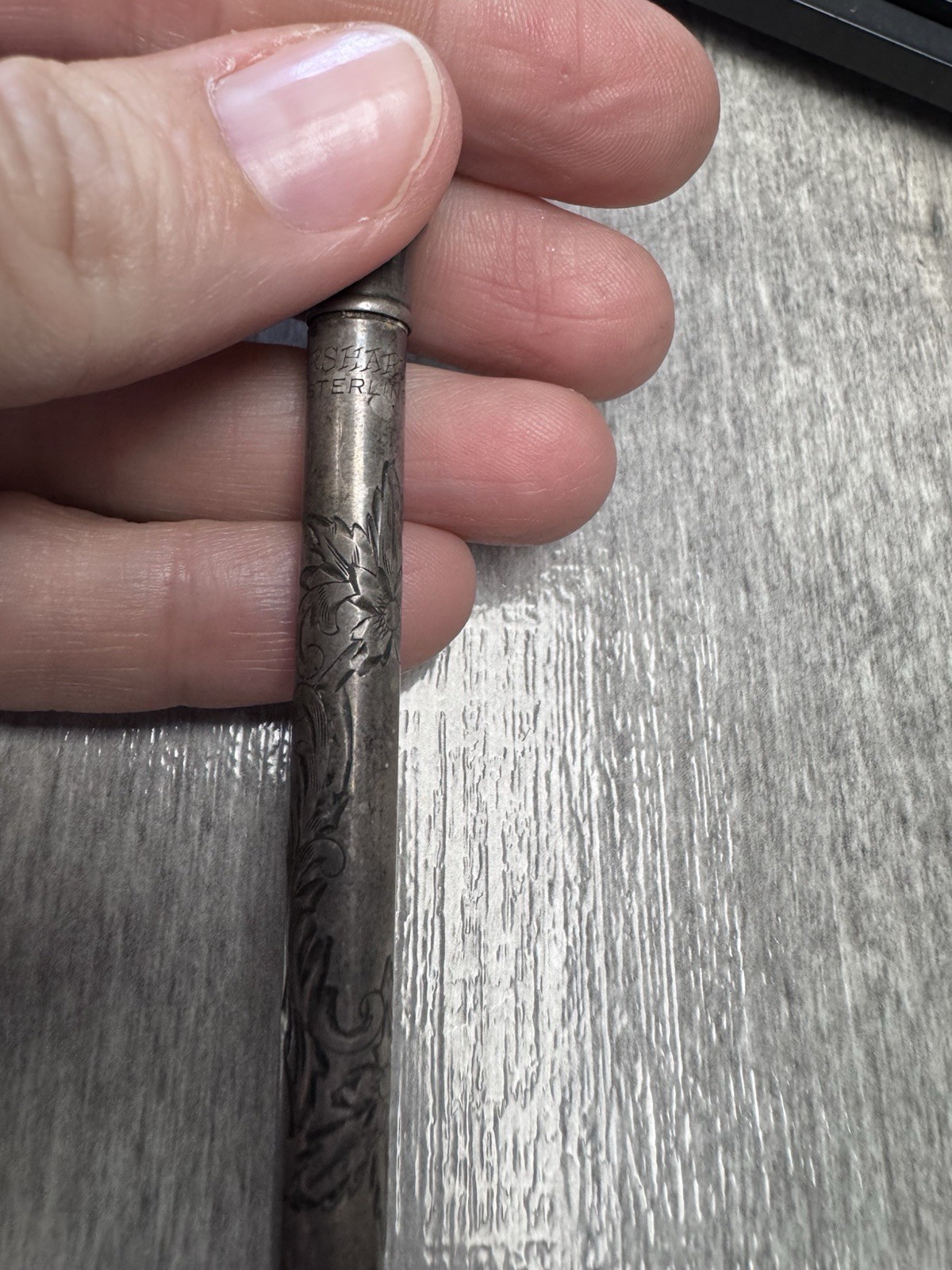 Antique Wahl Eversharp Floral Engraved Sterling Silver Mechanical Pencil Patina