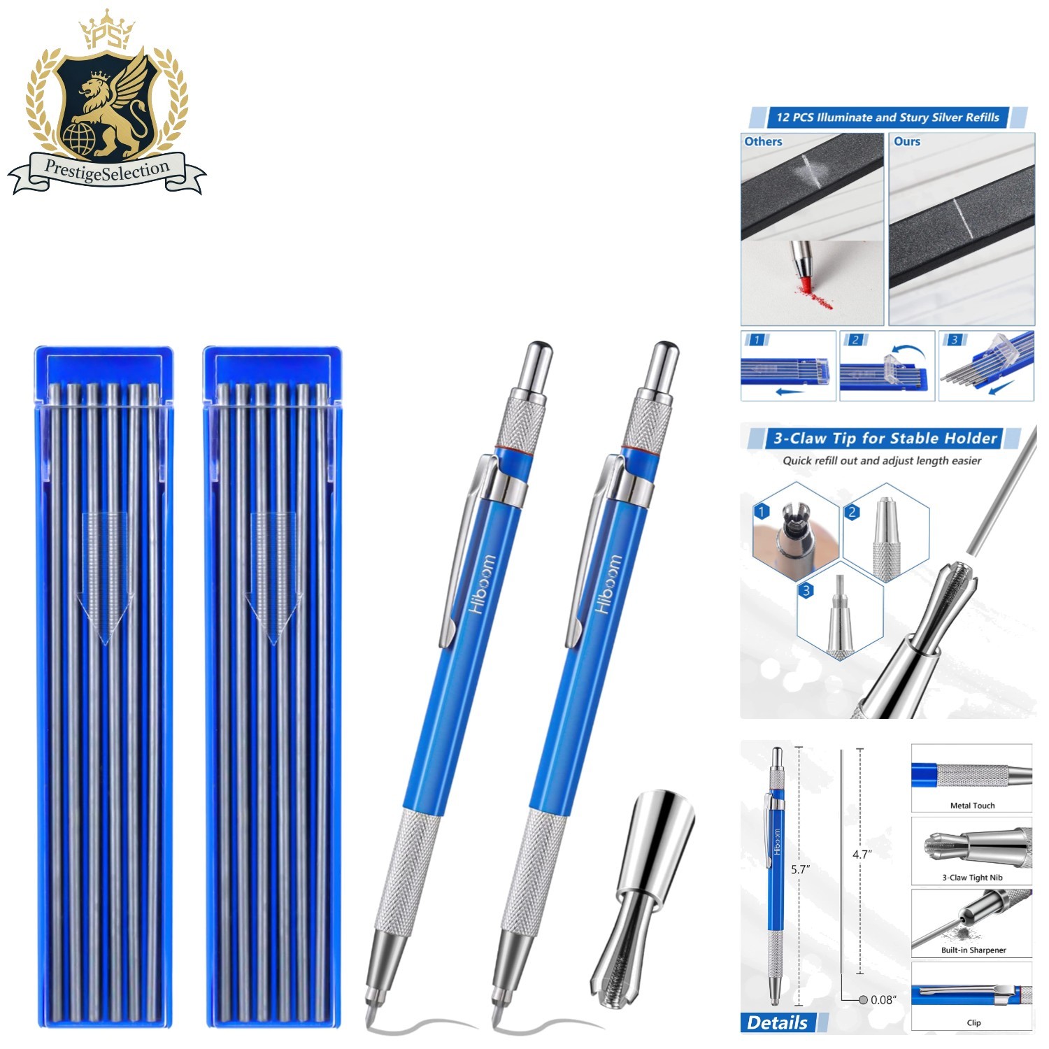 2 Pcs Refillable Welders Pencils with Built-in Sharpener for Precision Marking
