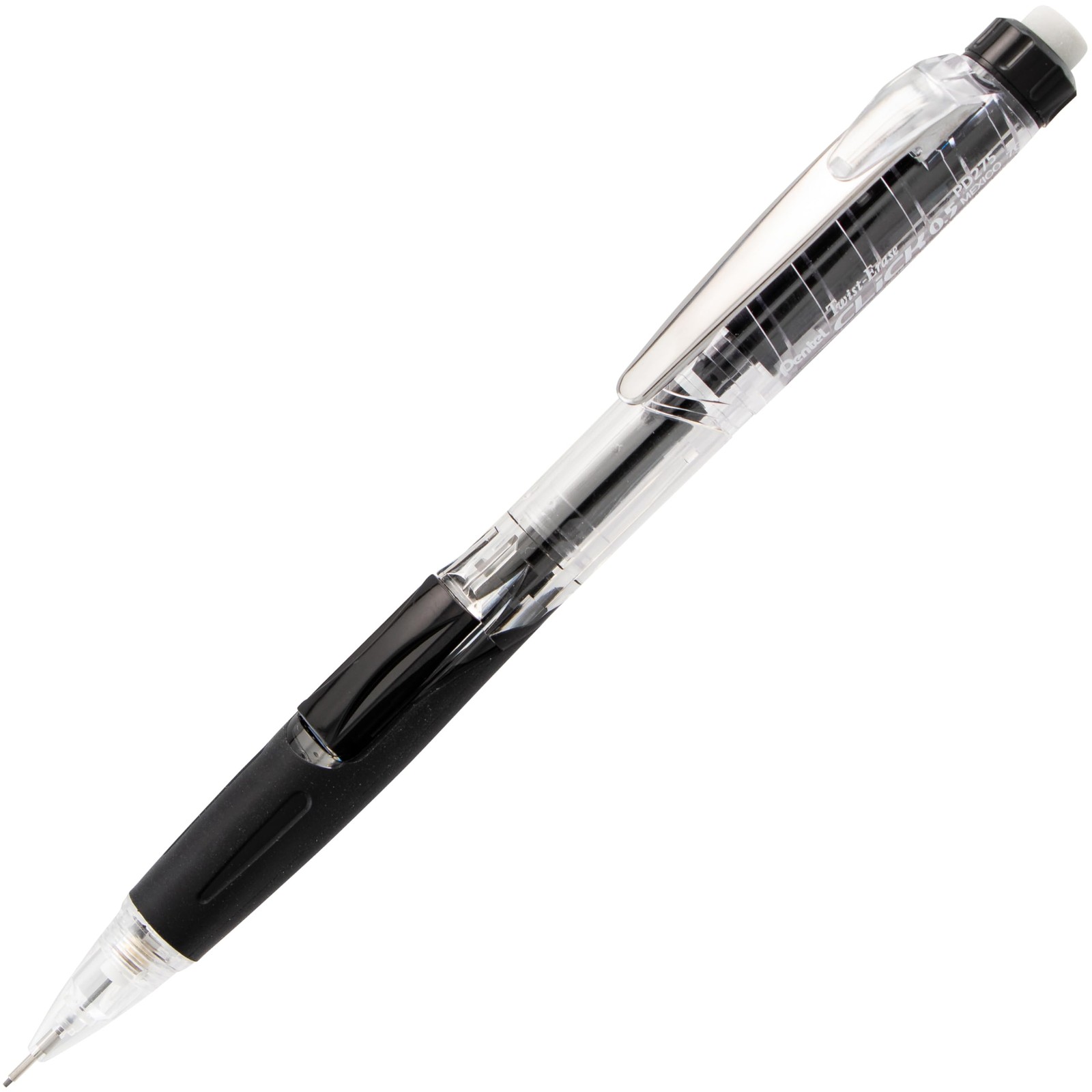 Pentel Twist Erase Click Mechanical Pencils 12 Pack 0.5mm Black with Eraser