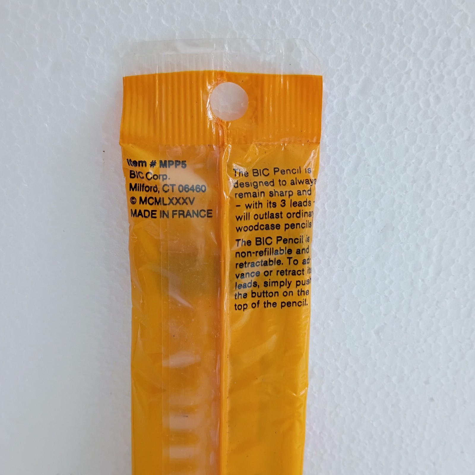 Sealed NEW Vintage 1985 BIC Pencil Mechanical 5 Pack France 0.7mm MPP5 NOS