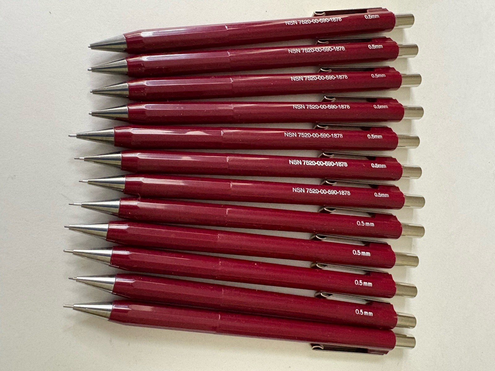Box Unused 12 Fidelity SKILCRAFT BURGUNDY Mechanical Pencils 0.5 mm Push Action