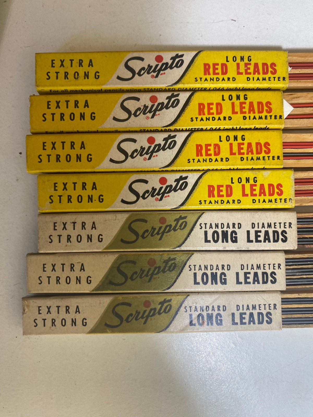 Vintage Scripto E 440 Extra Long Strong Black Leads & E 520 Red Leads Lot of 7