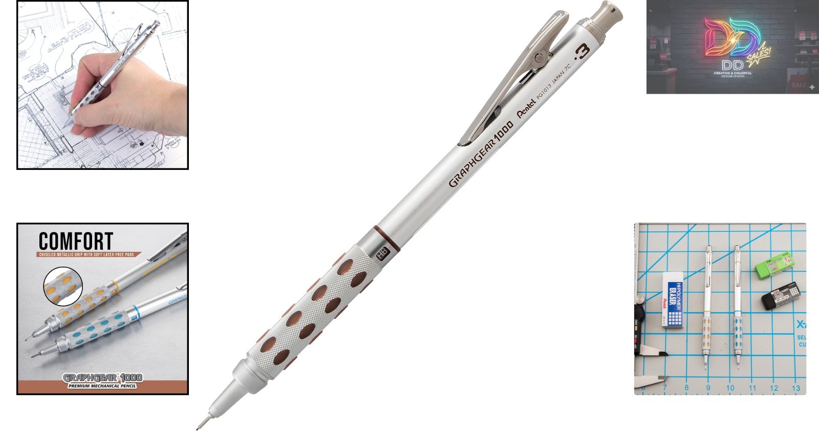 Refillable GraphGear 1000 Mechanical Pencil 0.3mm – Sharp, Durable & Retractable