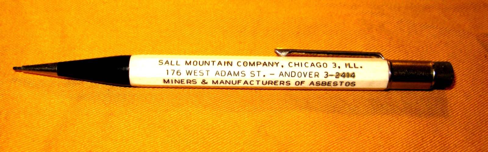 VTG. 76 WHITE JUMBO AUTOPOINT 1.1 MM MECHANICAL PENCIL W/SALL MOUNTAIN CO.