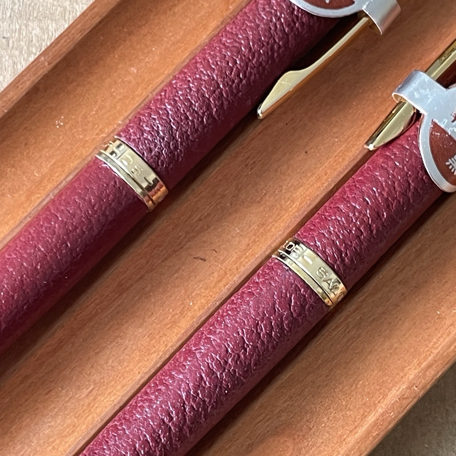 Sailor Mechanical Pencil Ballpoint Pen Set of 2 Leather Barrel Made in Japan