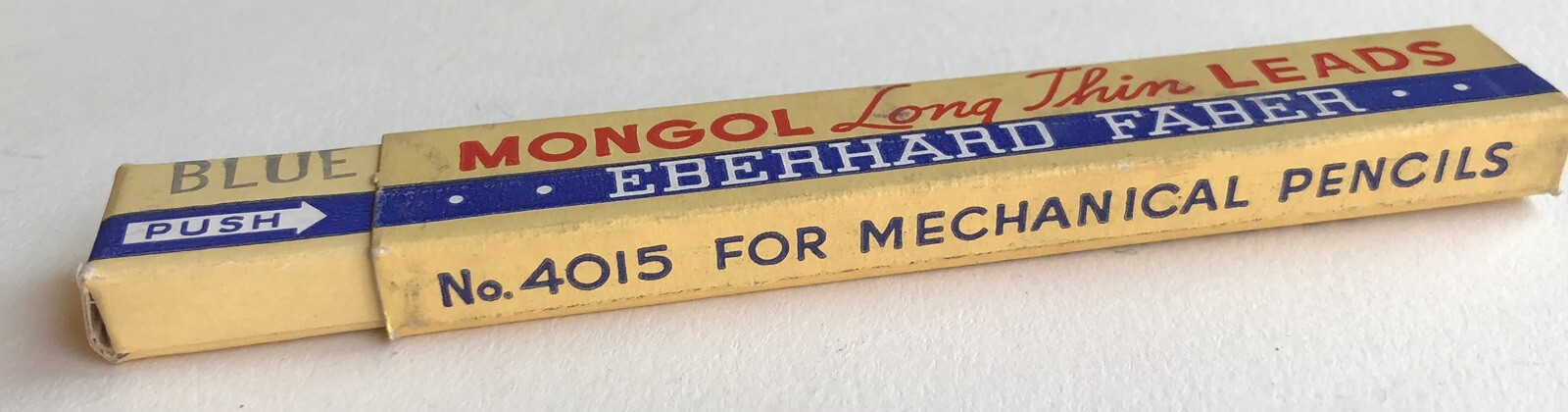 Vintage EBERHARD FABER Mongol BLUE Mechanical Pencil Lead 1.18mm 4″ NOS 12pk USA