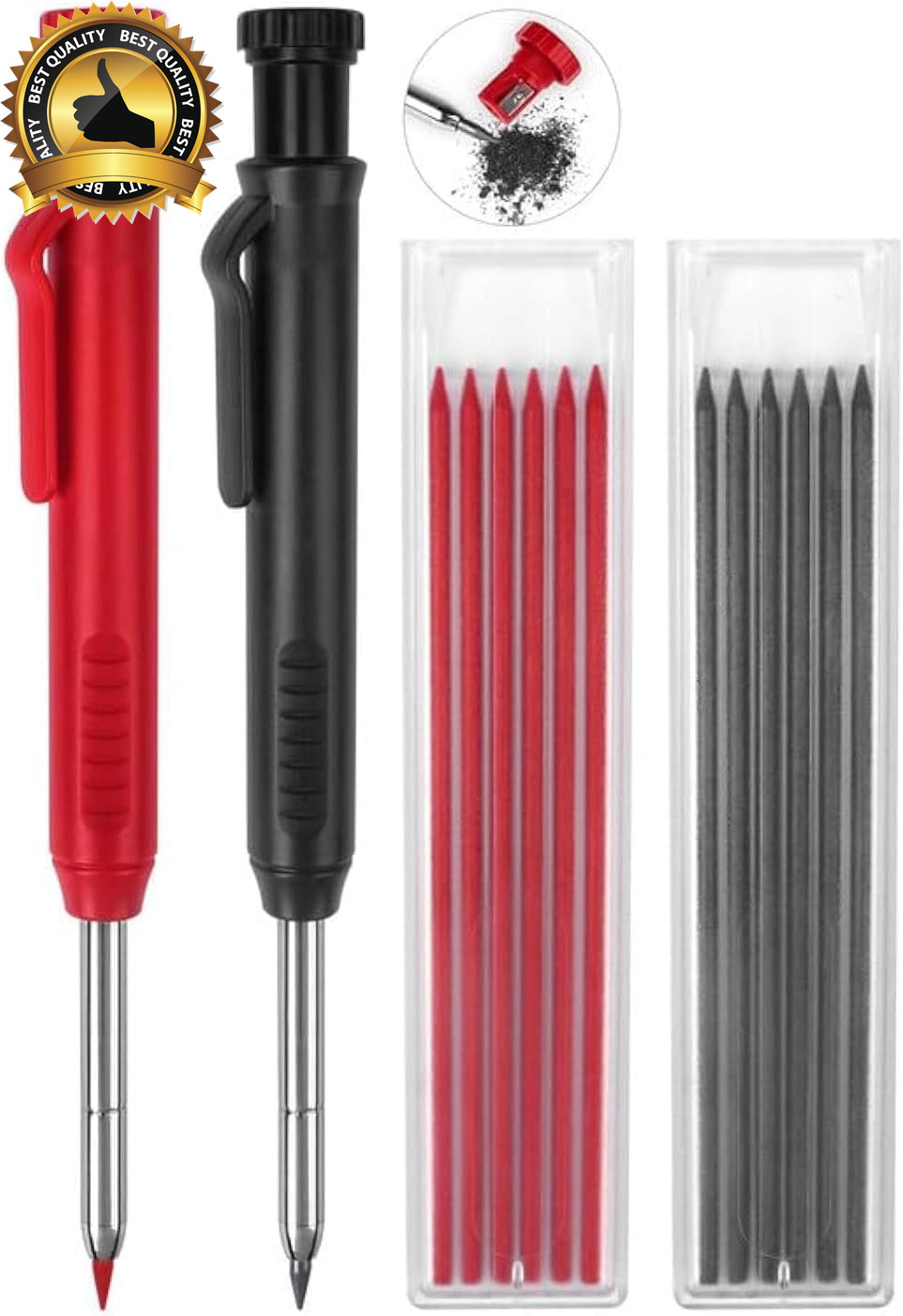 2 Pack Carpenter Pencils Mechanical Pencils with 12 Refills, Construction Pencil