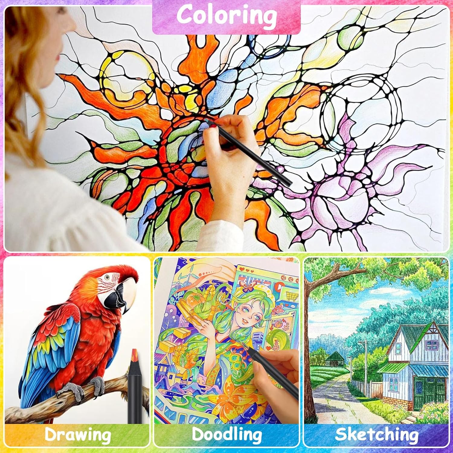 Valentines Day Gifts Kids: 12 Rainbow Colored Pencils,Art Supplies Kids 9-12,Art
