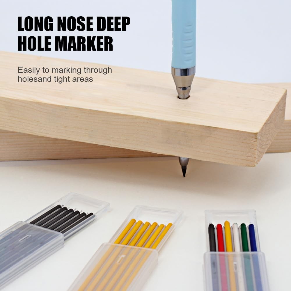 3 PCS Deep Hole Marker Pen Kit 36 Leads Integrated Sharpener For Carpenters