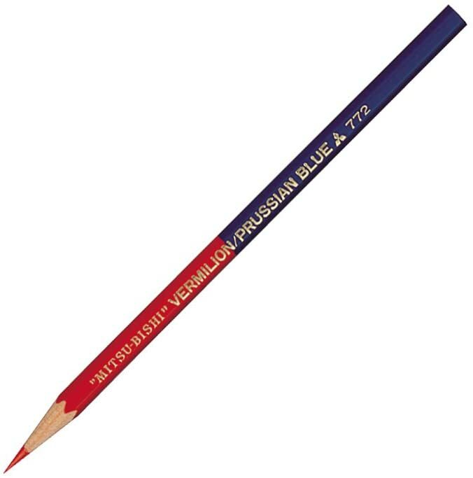 Vermilion & Prussian Blue Pencil Hexagonal Body – 12 Pacs JAPAN IMPORT