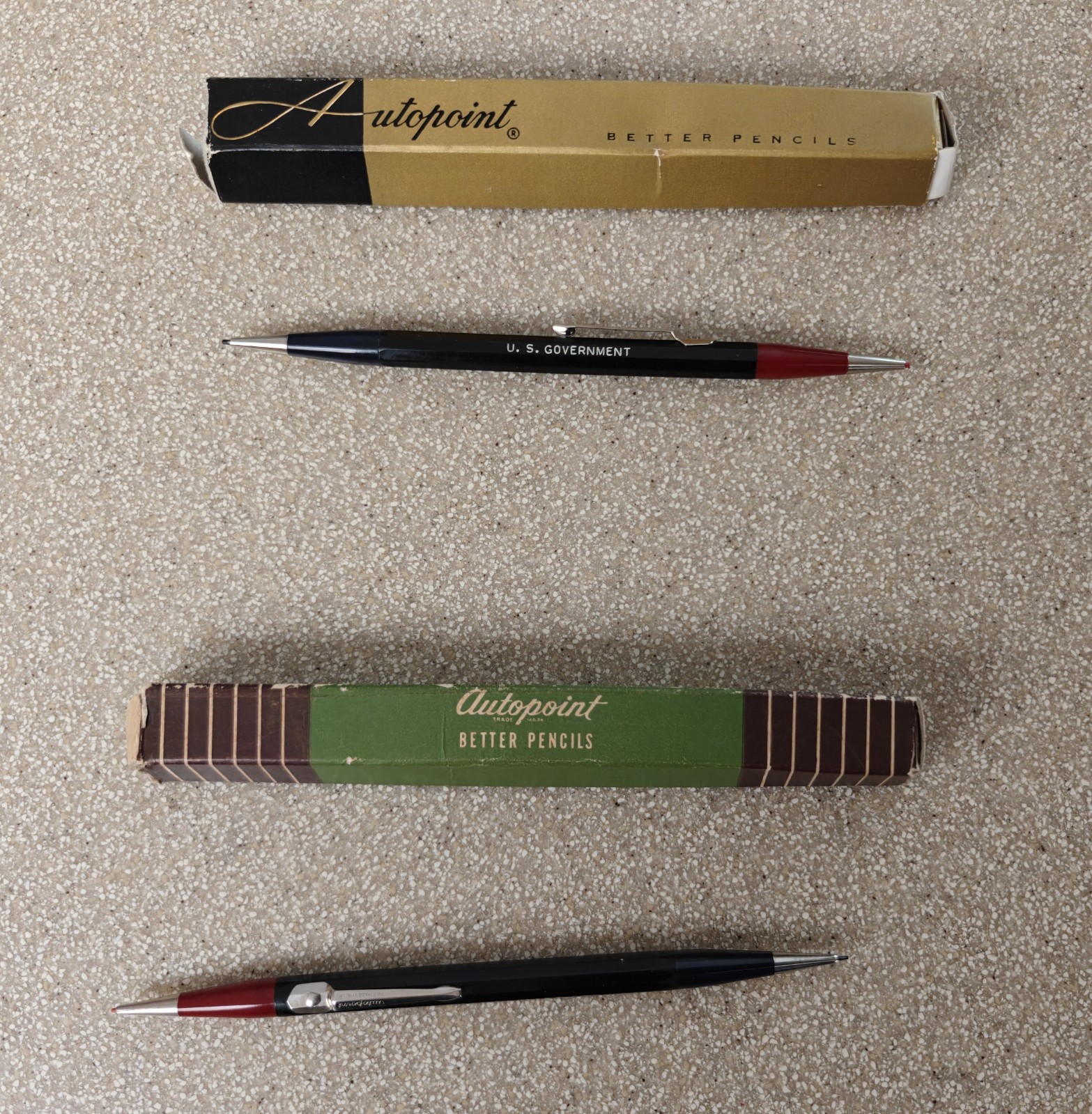 Vintage Autopoint Twinpoint Mechanical Twist Pencil Double Ended Red Black lot