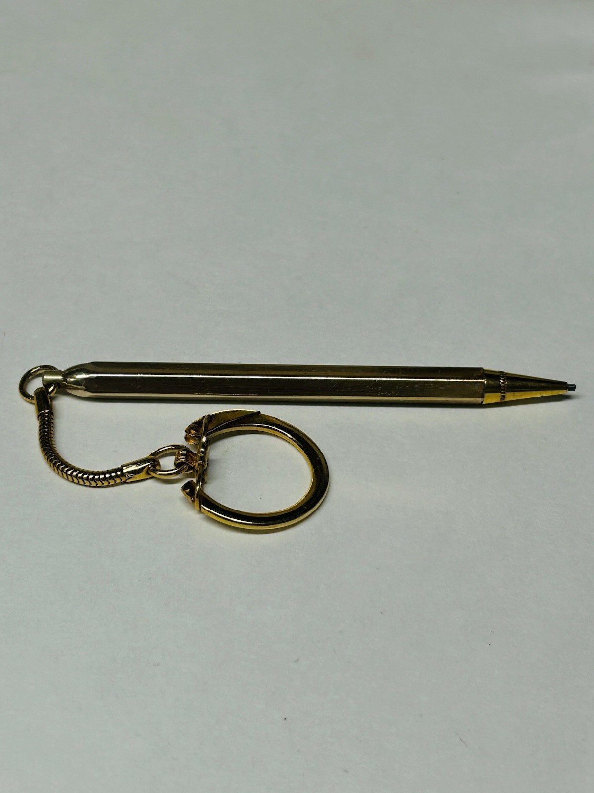 Vintage Goldtone Retractable Mechanical Pencil Keychain