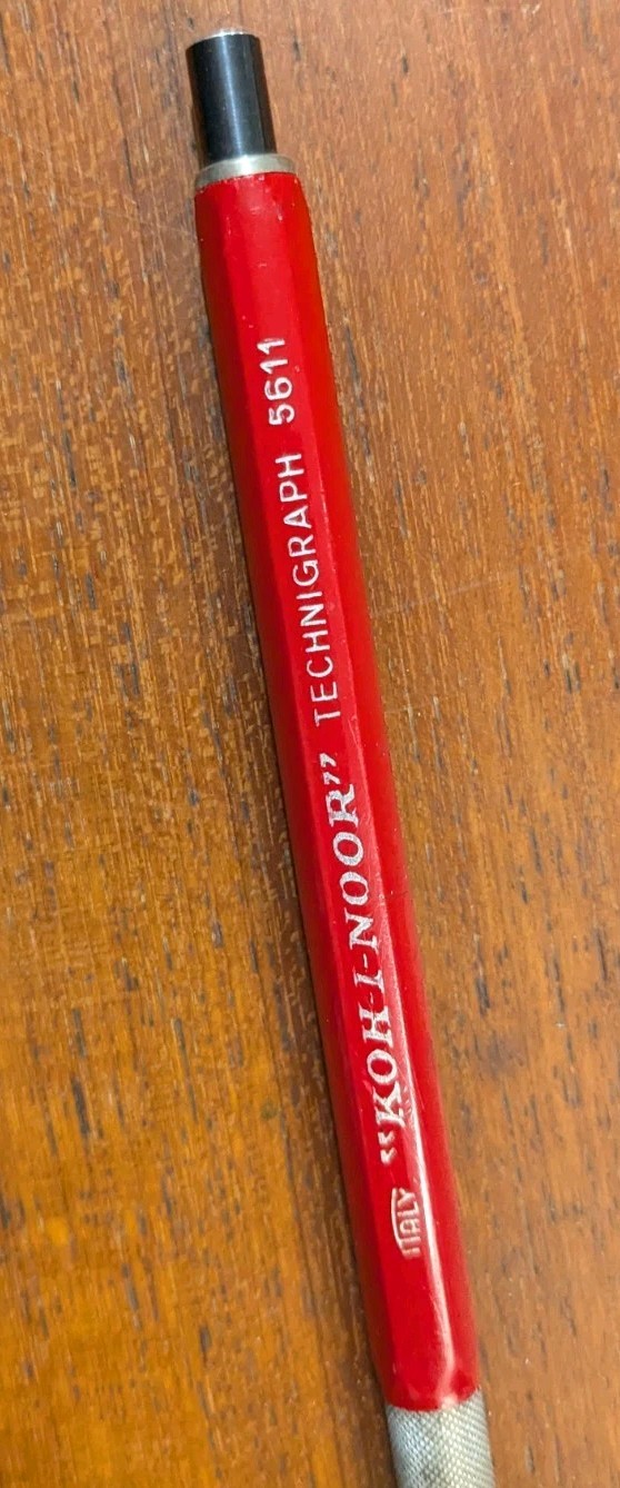 Vintage KOH-I-NOOR Technigraph 5611 Red Mechanical Pencil Italy EUC