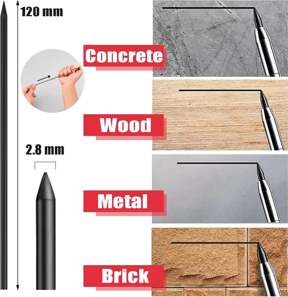 36 PCS 2.8mm Pencil Lead Refills for Carpenter Pencil Mark Pencils Solid Deep…