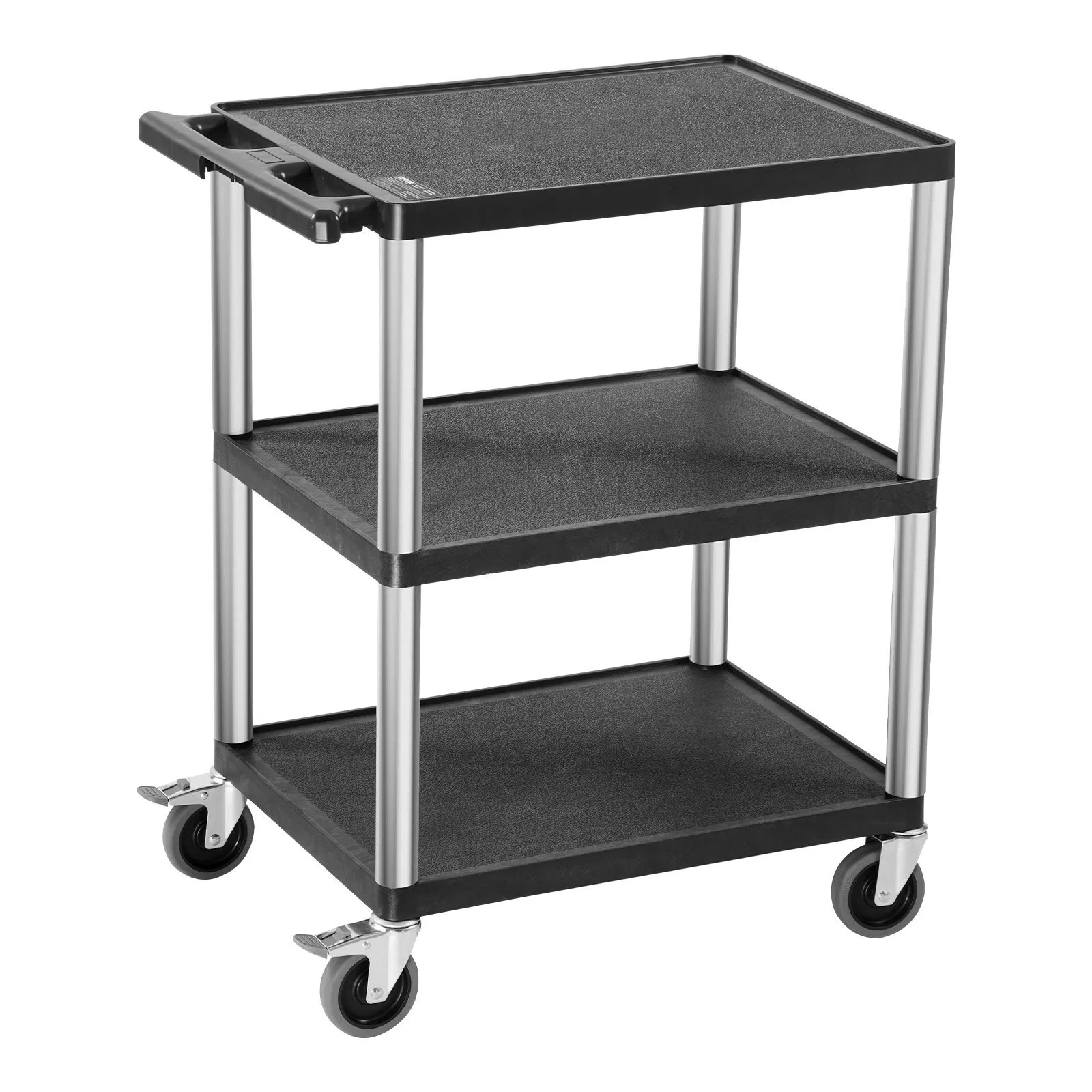Utility Cart, 300 lbs Load Capacity, 27.6 x 18.1-inch Service Cart, Three-Shelf