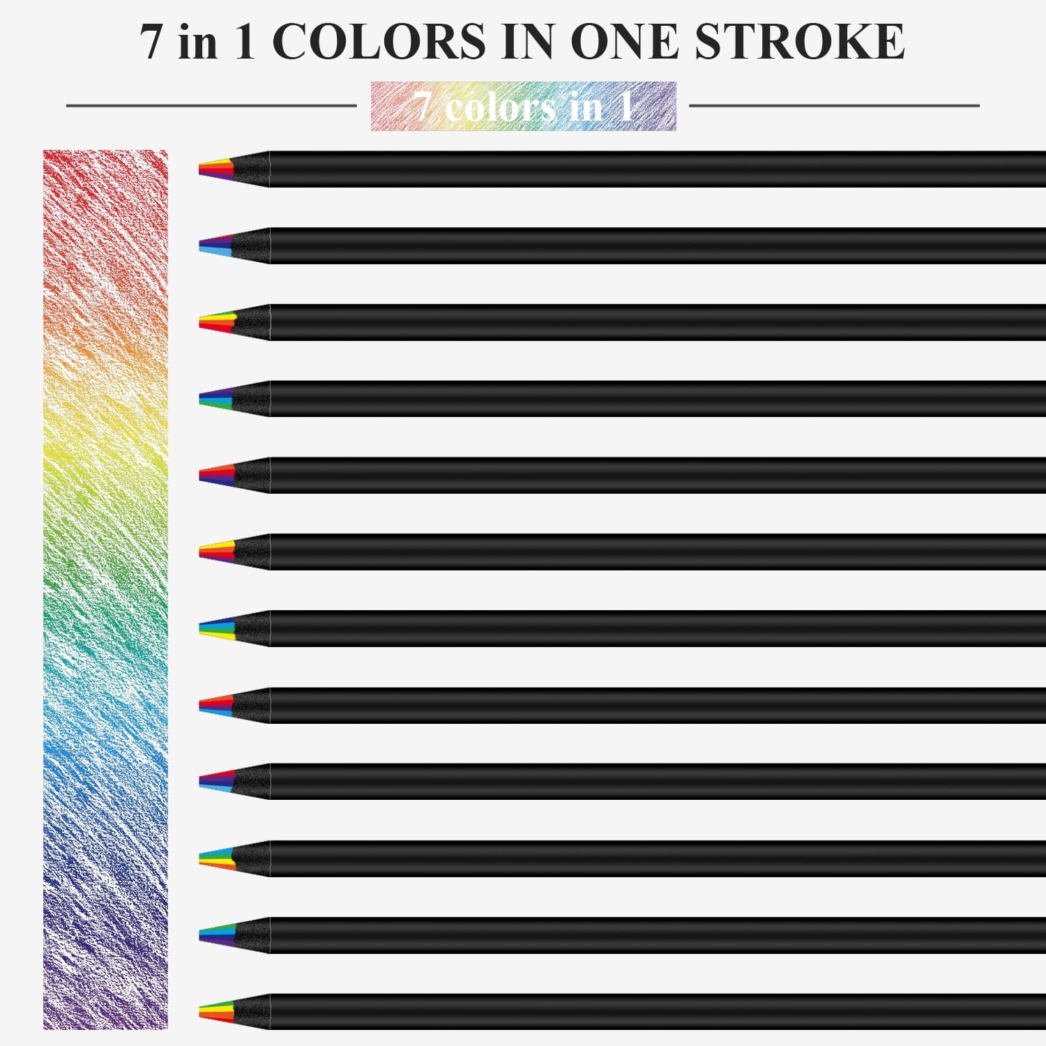 Aenir Valentines Day Gifts for Kids, 7 Color in 1 Rainbow Pencils Multicolor