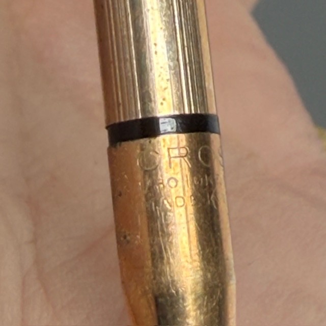 Vintage Ballou & Boss Retractable Pencil Brooch Pin Cross Mechanical Pencil Gold