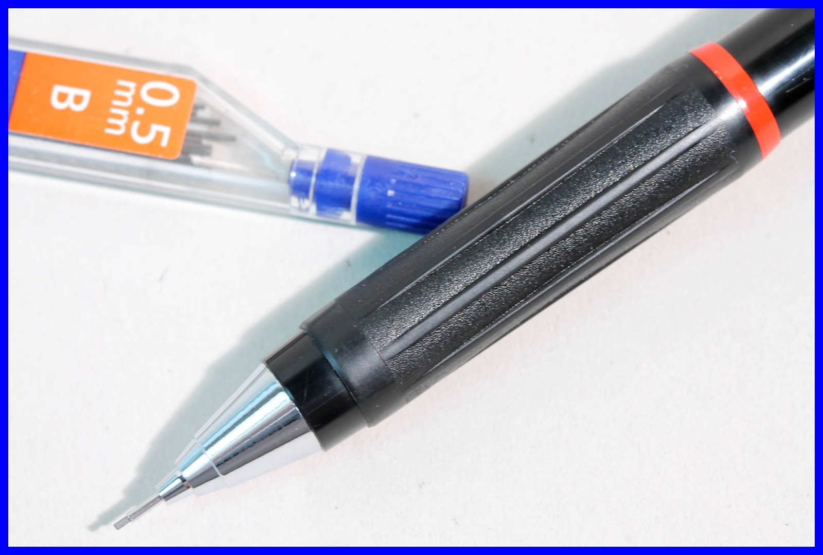 Rotring rapid mechanical pencil 0.5 mm fine lead black & steel w eraser